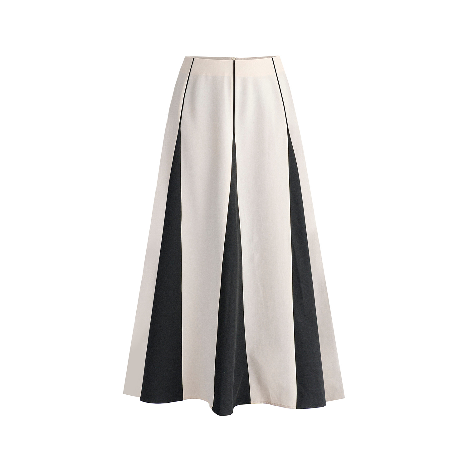 Women's Neutrals Contrast Details Maxi Skirt In Beige And Black | Large | Paisie