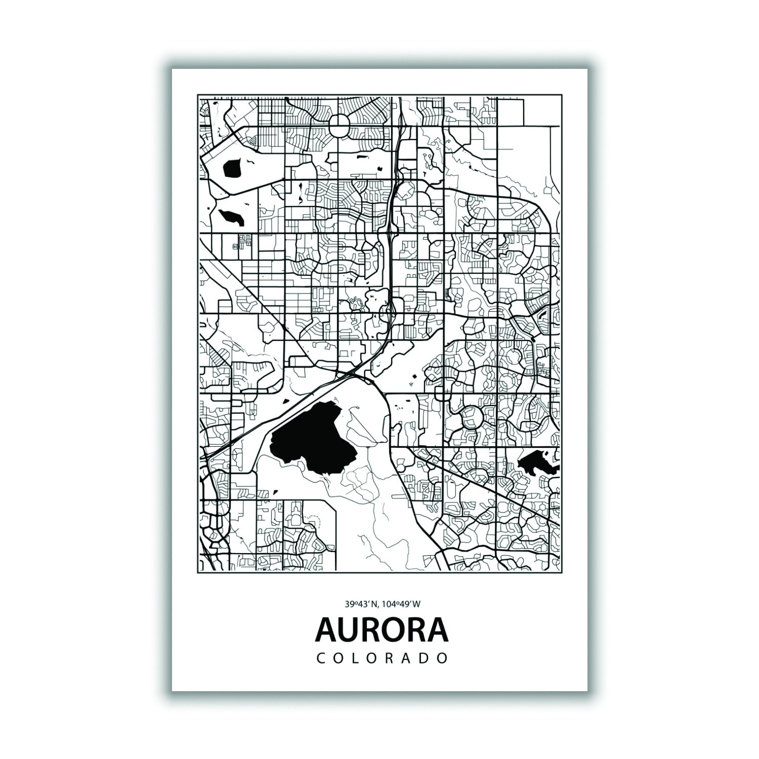 Black Map Of Aurora Colorado Xxs Stanley Print House