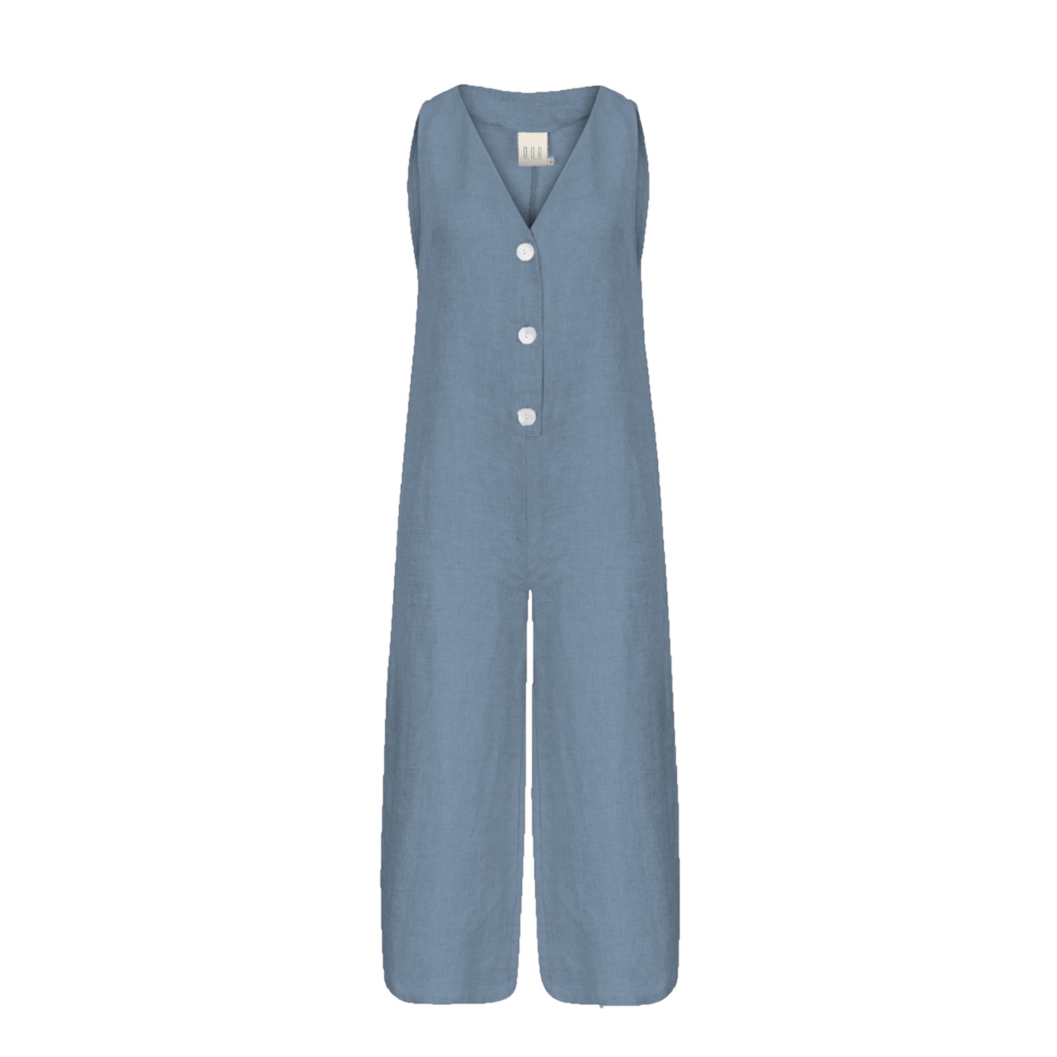 Dor Raw Luxury Women's Grey By The Lake Maggiore Linen Jumpsuit - Slate Gray