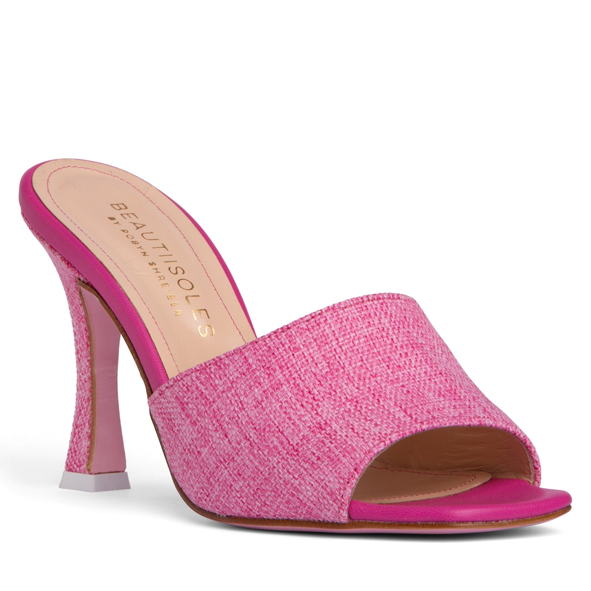Beautiisoles By Robyn Shreiber Made In Italy Women's Pink / Purple Larissa Pink Fabric Comfortable Slide Sandal Mule For Day & Evening In Pink/purple