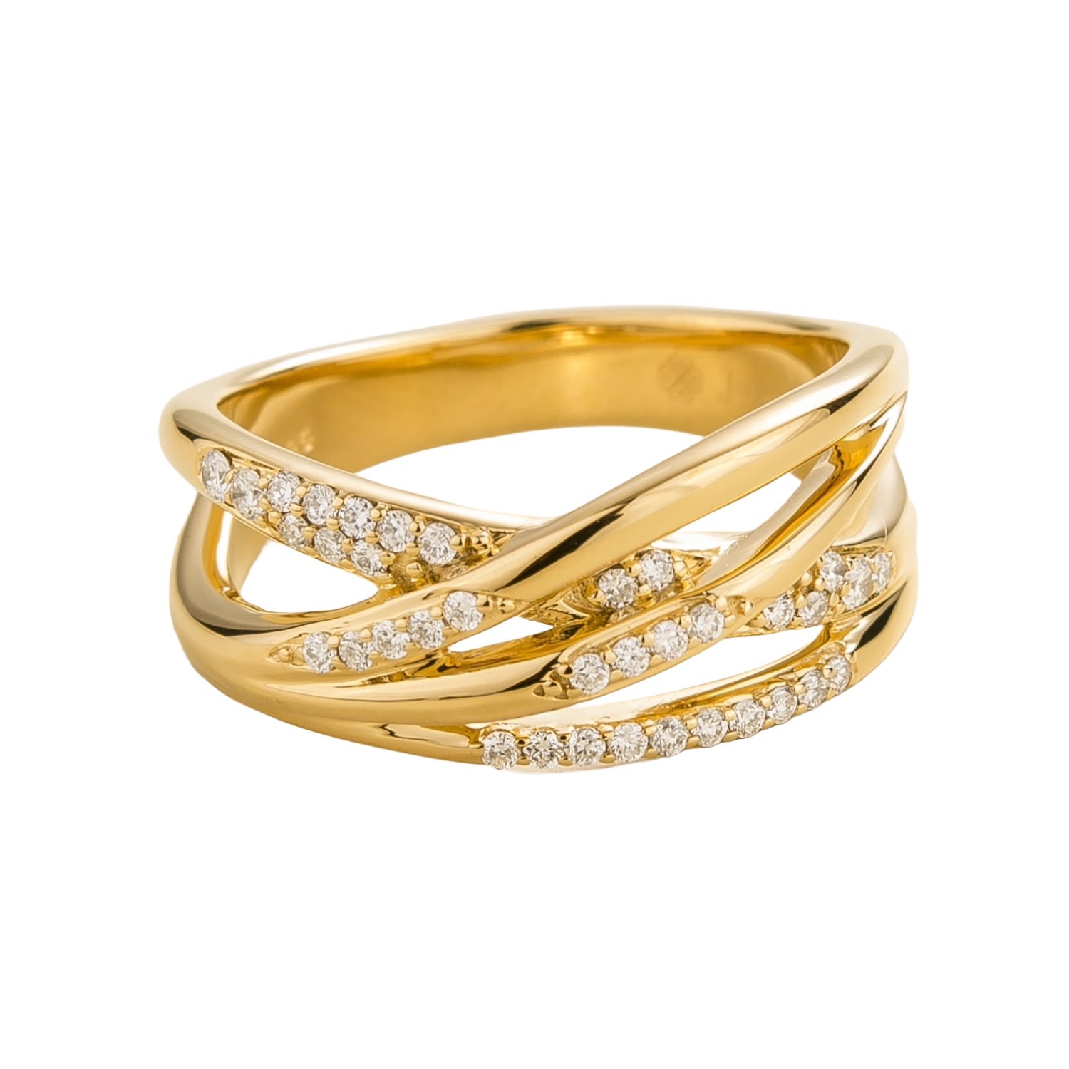 Juvetti Women's White / Gold Val Ring Diamonds Set In Gold In Multi