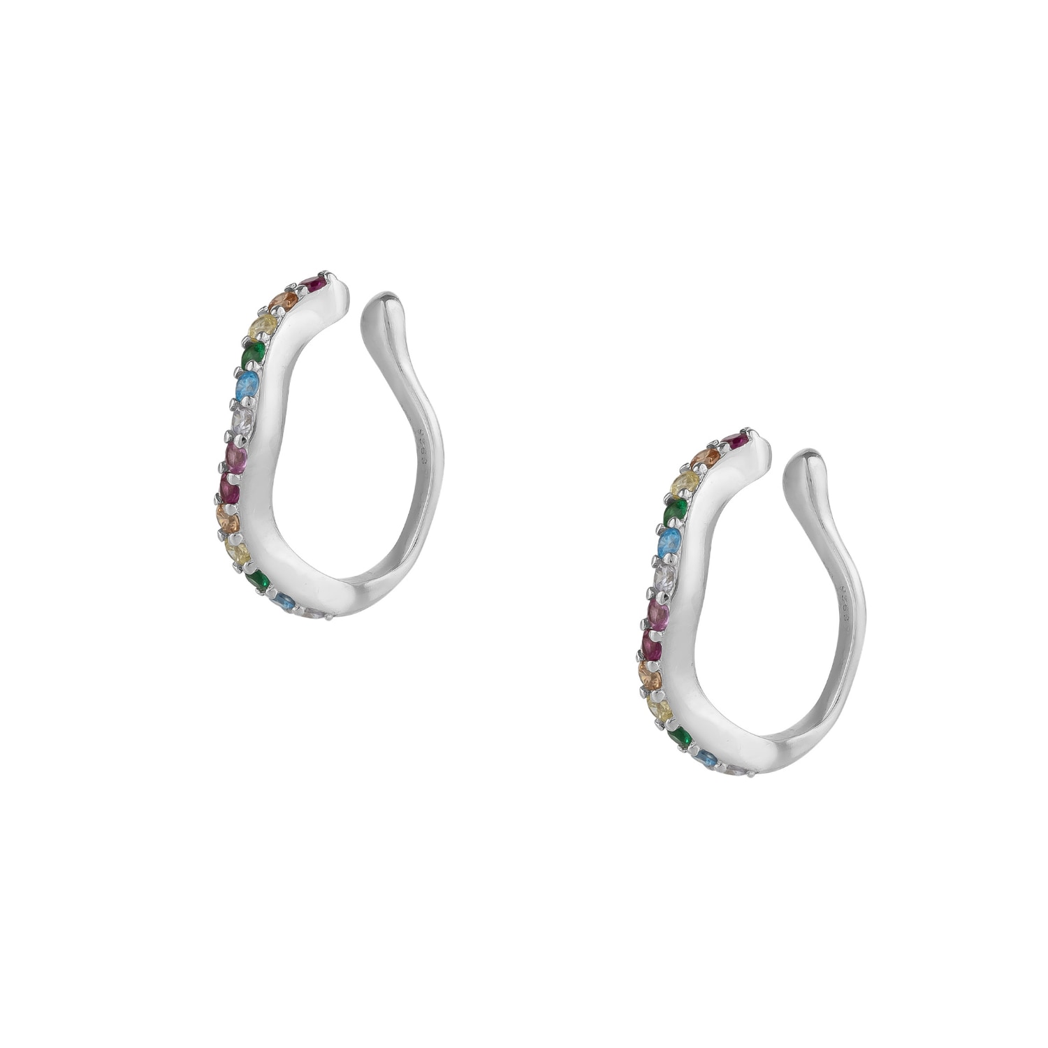 Spero London Women's Molten Rainbow Sterling Silver Ear Cuff - Pair