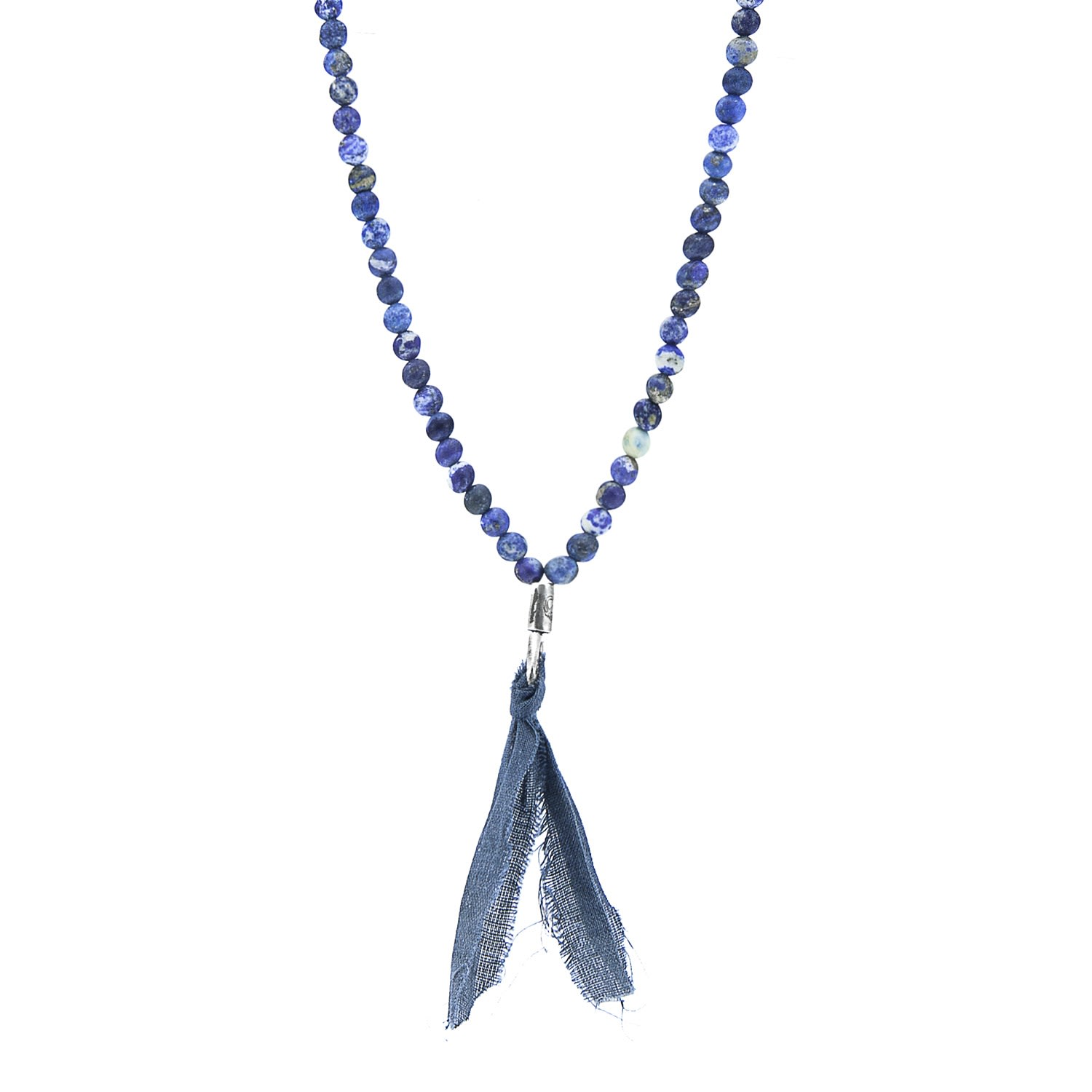 Anchor & Crew Men's Blue Sodalite Luke Silver, Stone & Cotton Voile Skinny Necklace X Wrap Bracelet In Blue