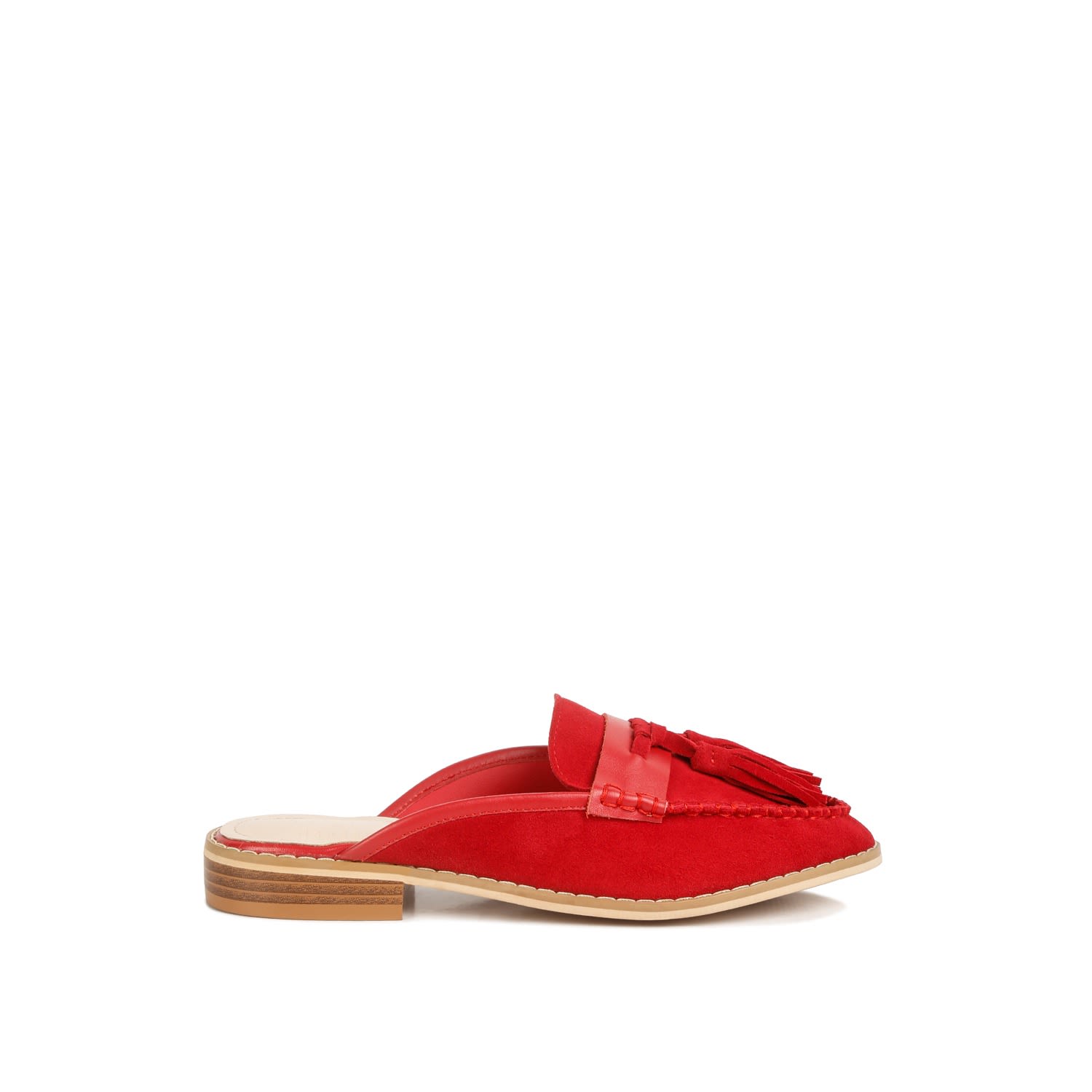 Rag & Co Women's Edmanda Tassle Detail Leather Mules In Red In Red