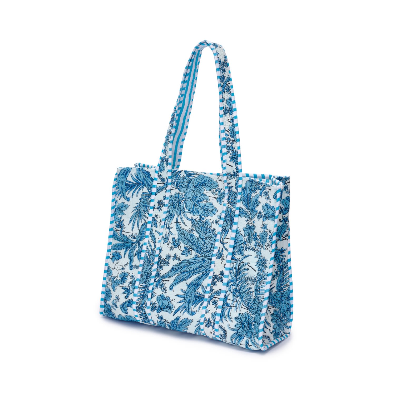 Women’s Cotton Tote Bag In Sky Blue & White At Last...