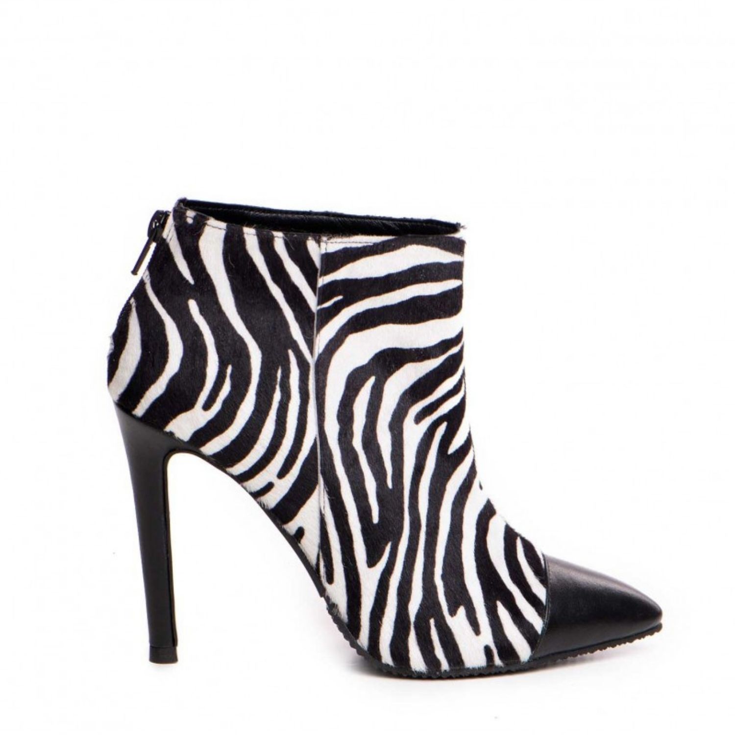 The 5th Element Women's Black / White Emotion Zebra Ankle Boots In Black & White Leather In Multi