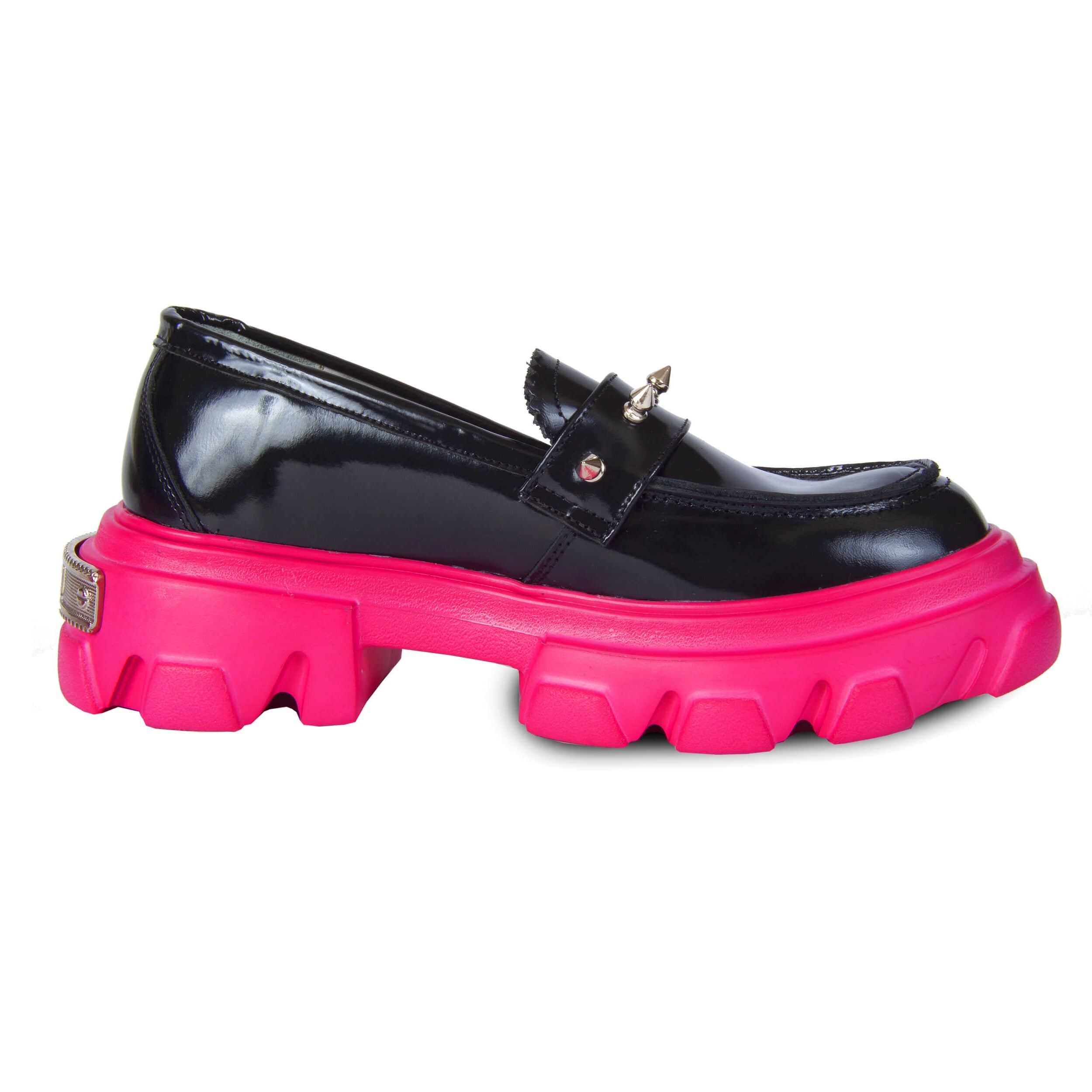Urbnkicks Glam Loafer Leather Shoes In Black/pink/purple