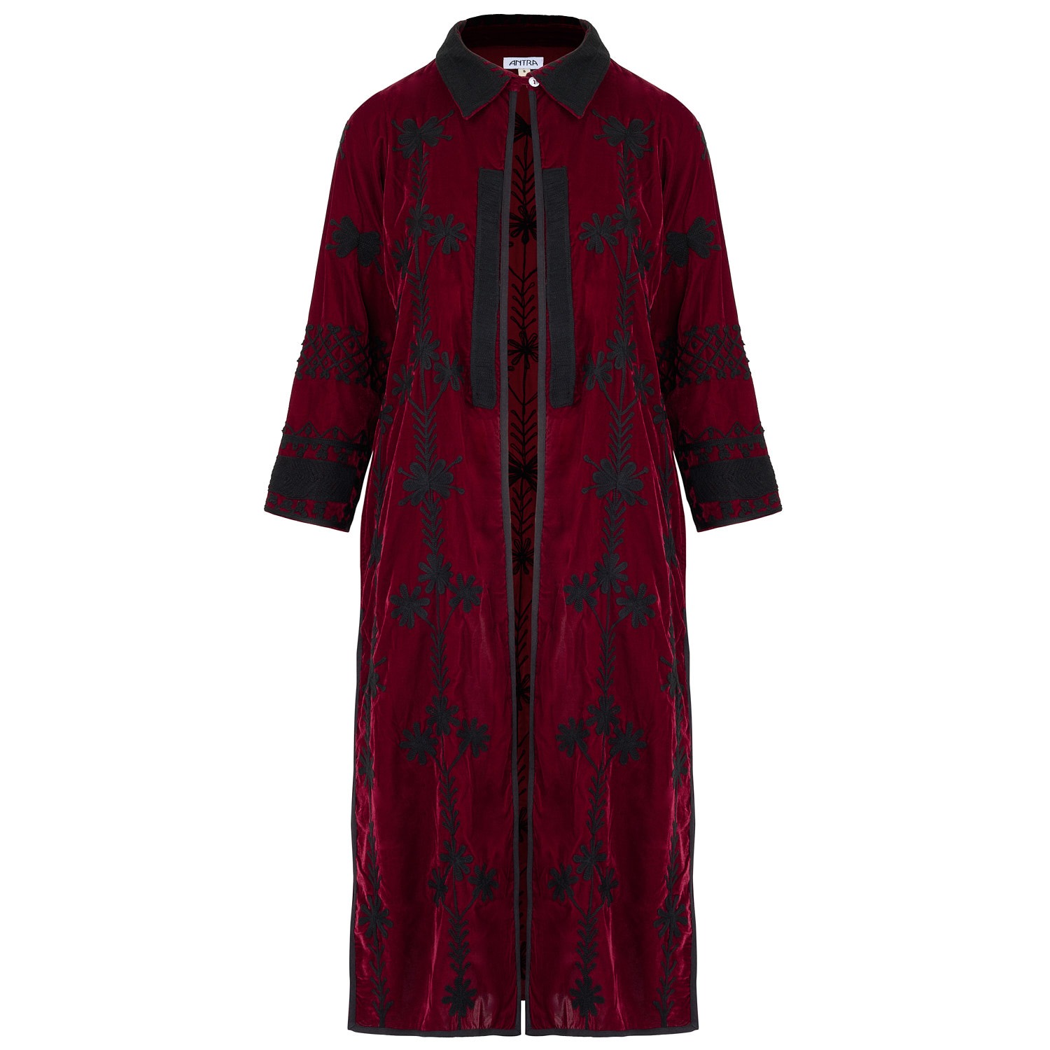 Women’s Red Suki Burgundy Velvet Coat Dress Small Antra Designs