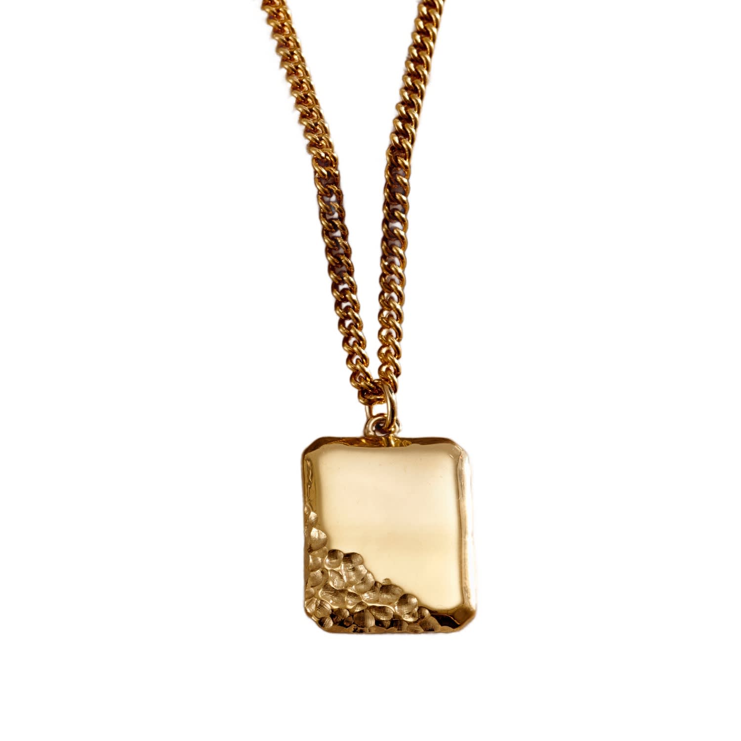 Posh Totty Designs Men's Yellow Gold Bevelled Edge Strata Tag Necklace In Gold