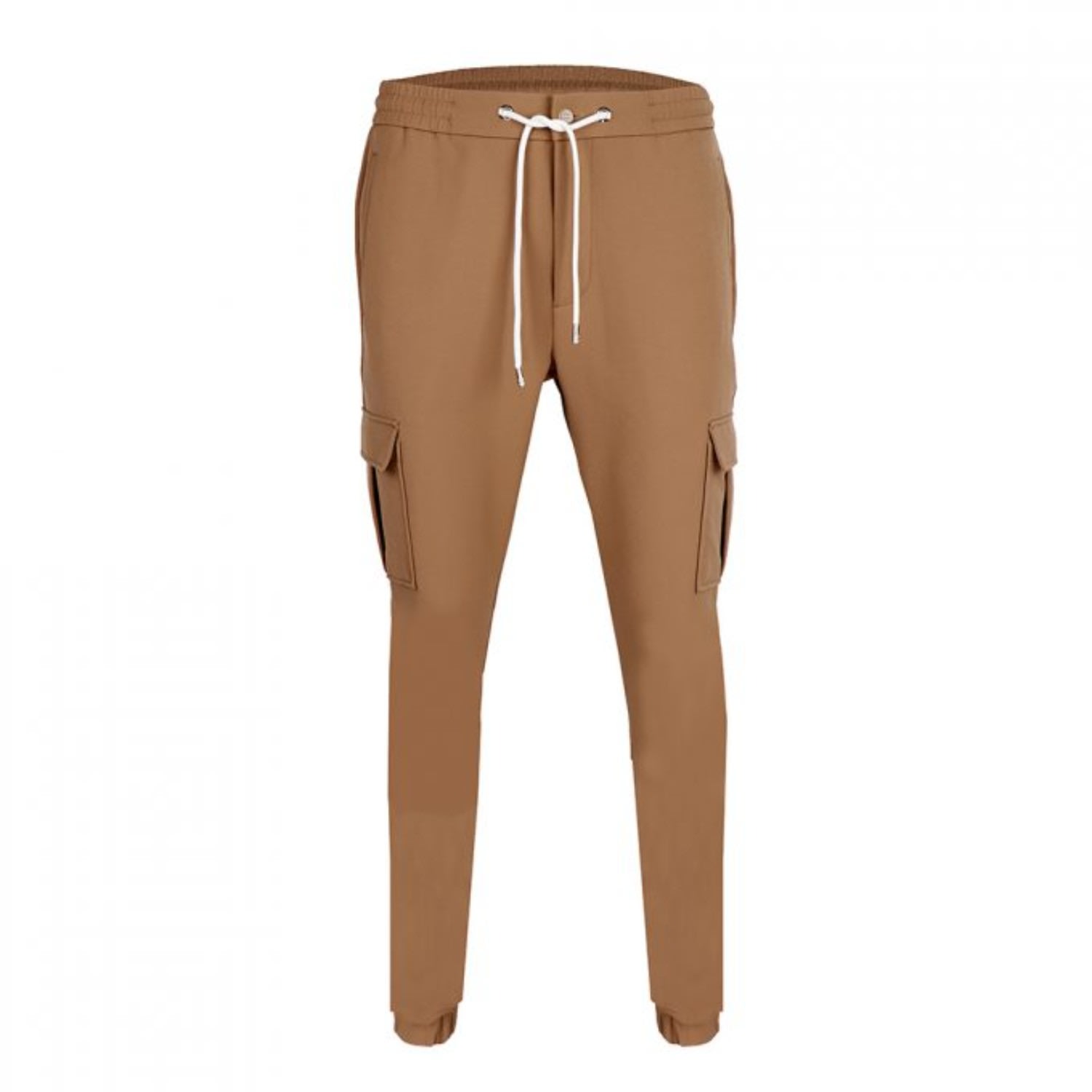 David Wej Men's Brown Drawstring Trousers With Cargo Pockets – Beige In Brown
