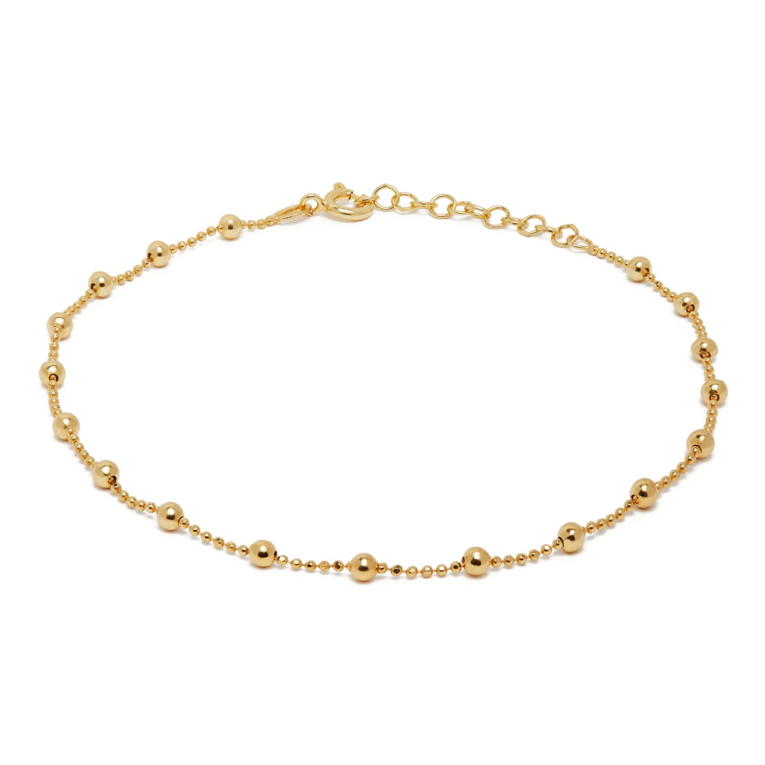 Yellow Gold Beaded Anklet by Kaizarin