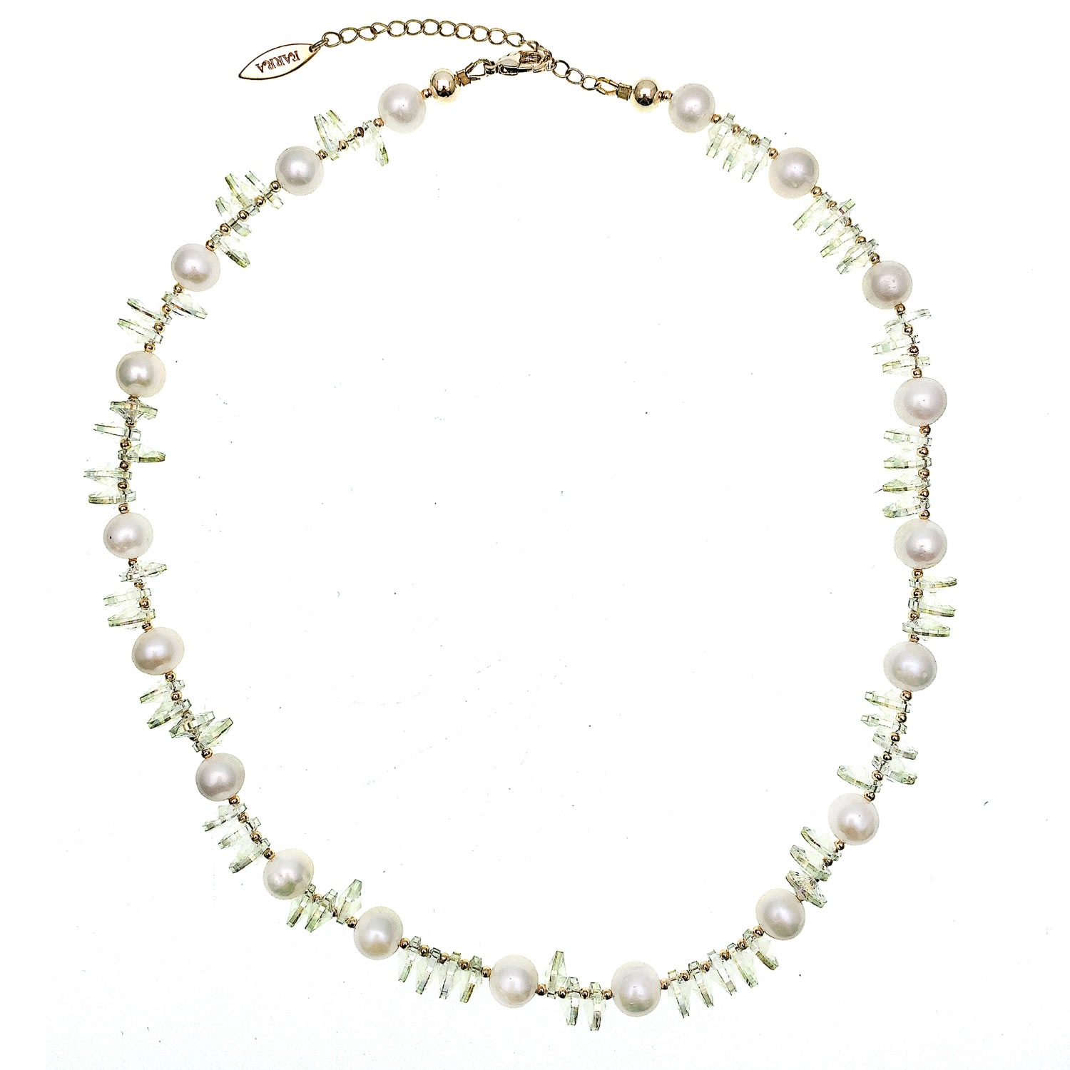 Farra Women's Blue / White Clear Crystals With Freshwater Pearls Necklace In Multi