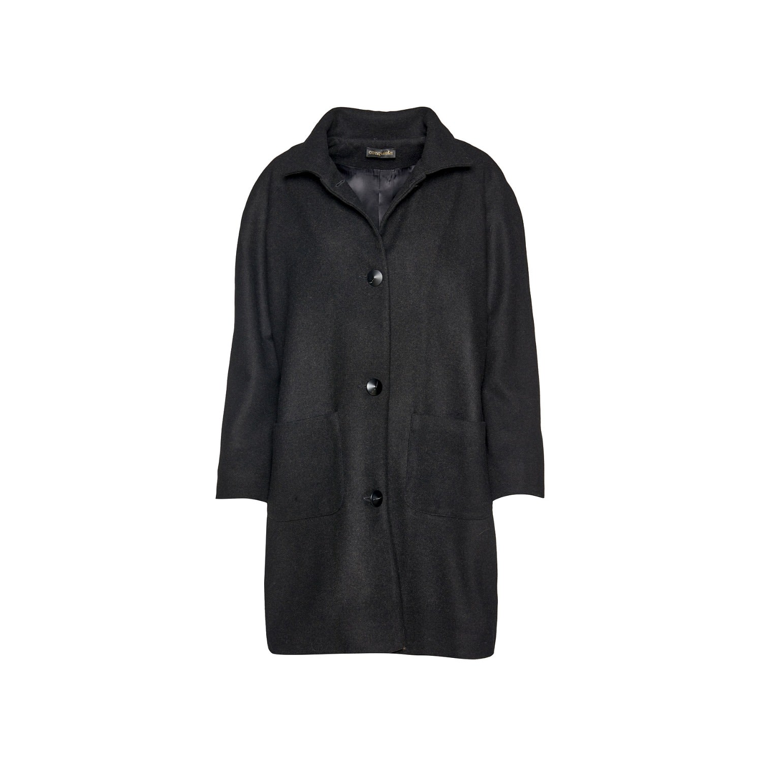 Women’s Grey Wool Silk Black Blend Coat Small Conquista