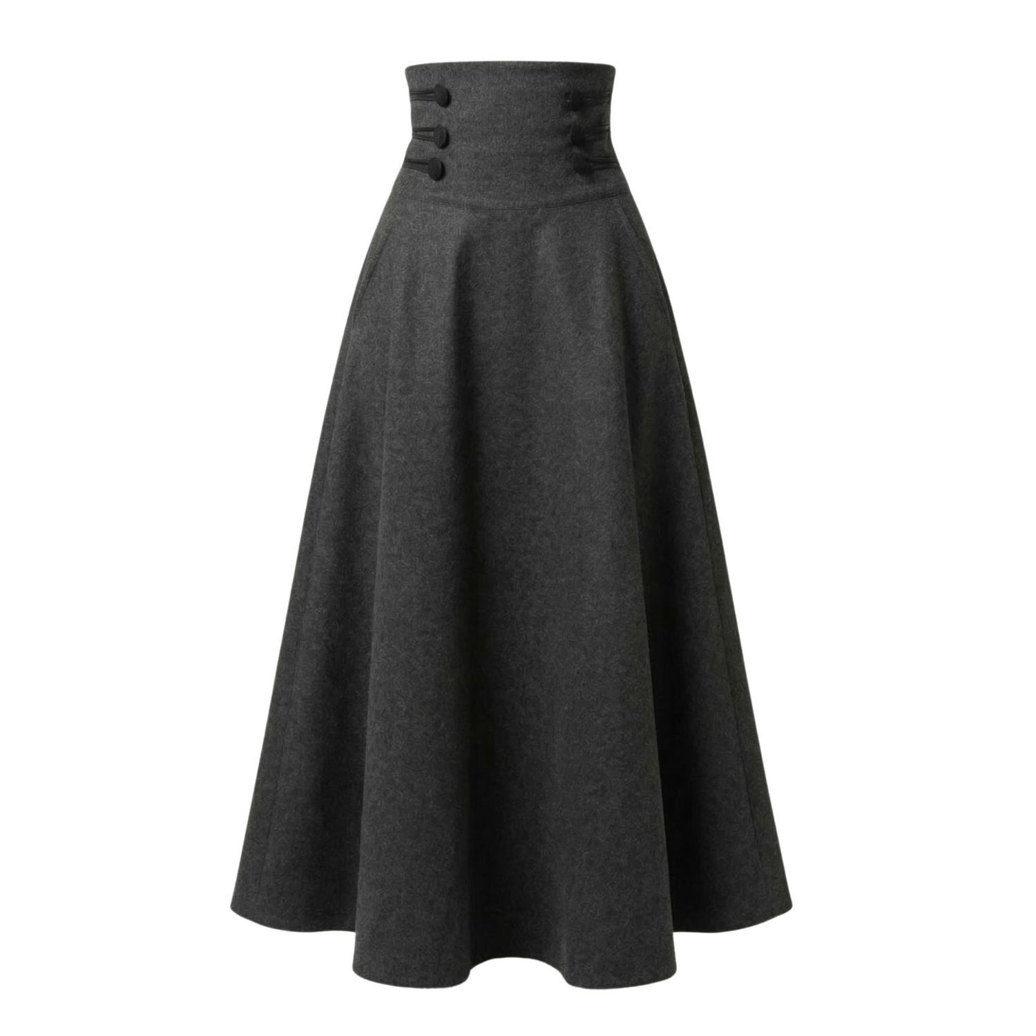 Women's Grey Ultra High Waist Wool Maxi Skirt With Pockets In Dark Gray Colour | Small | Nikka Place