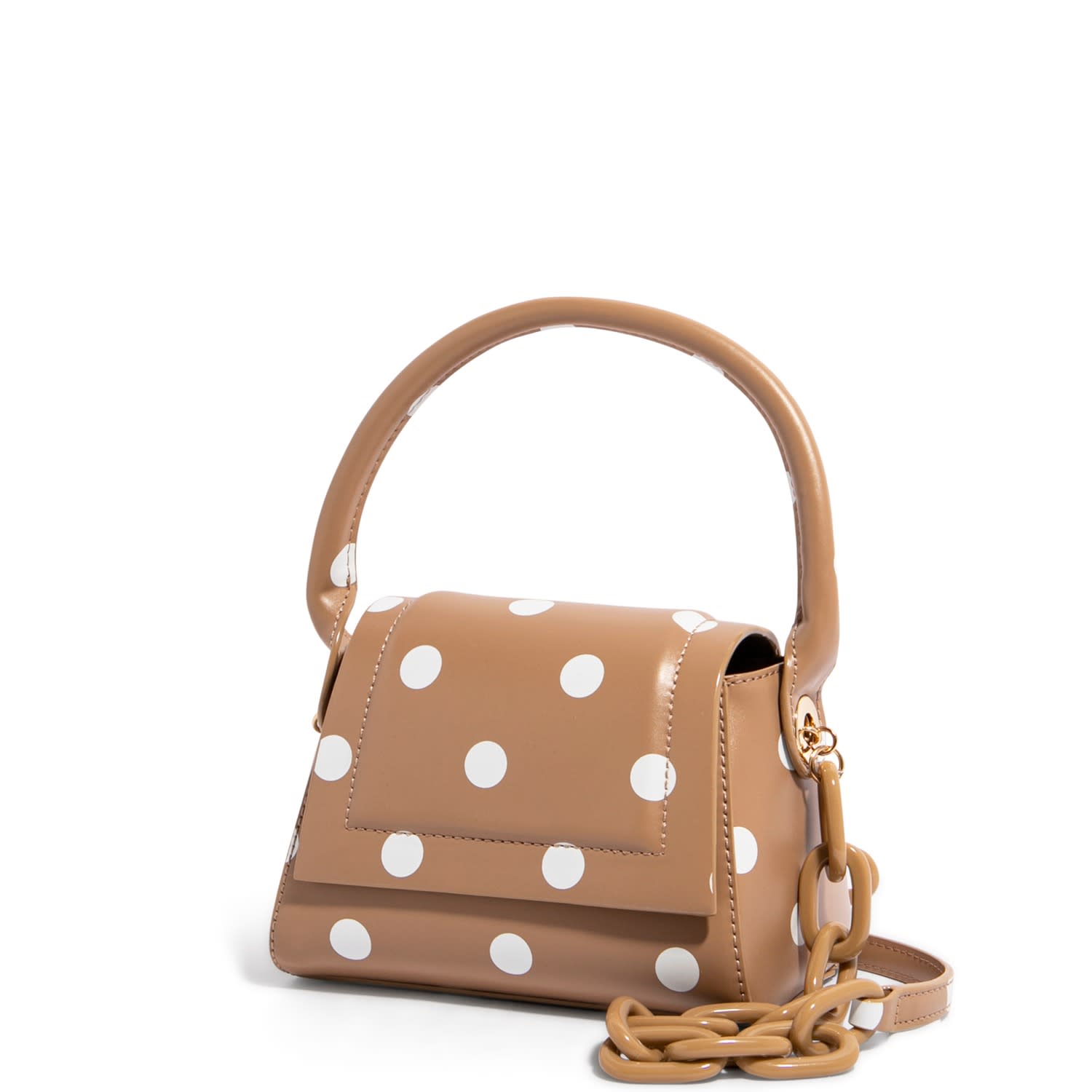 tan polka dot top