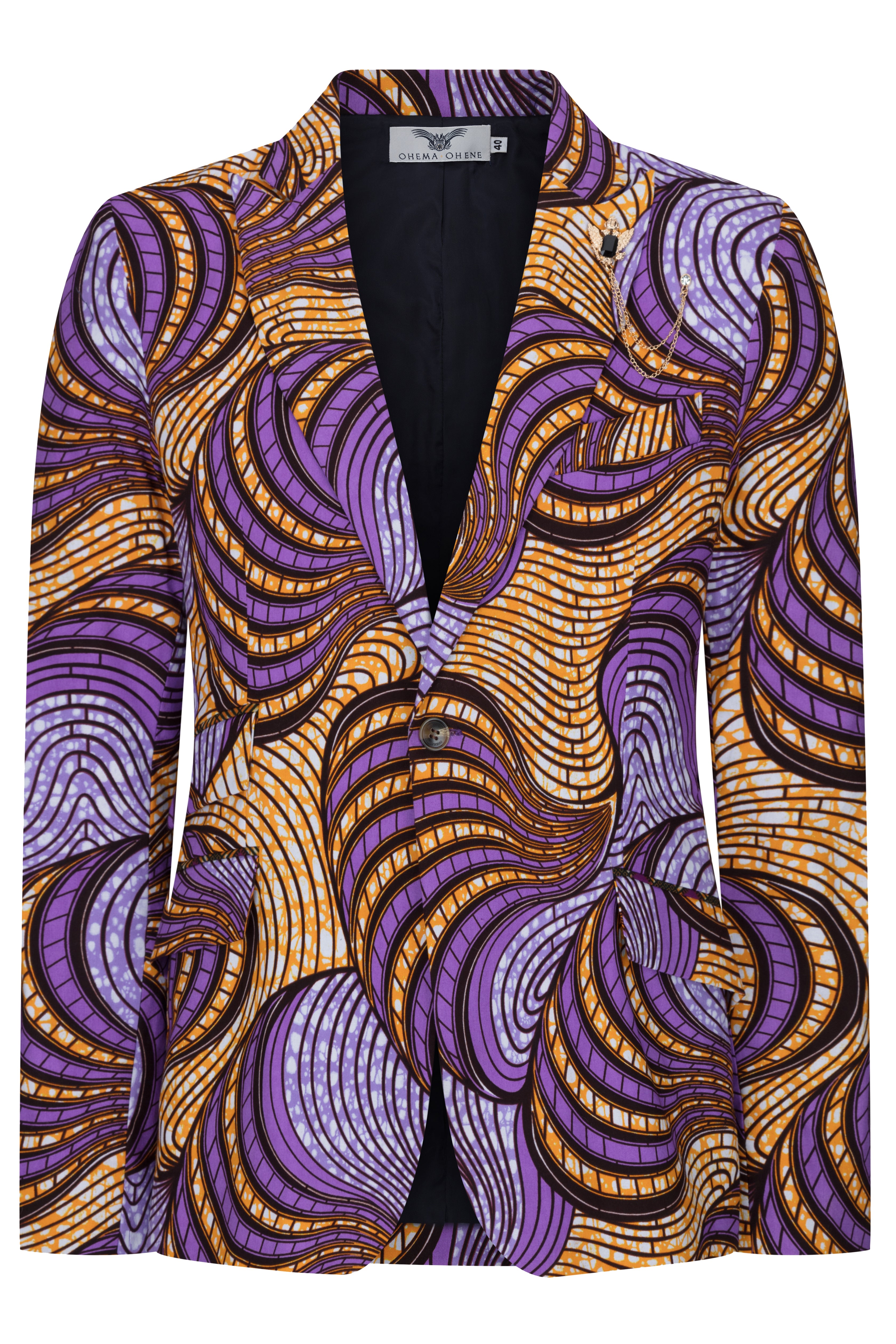 Ohema Ohene Men's Femi Slim Fit African Print Blazer- Fairground