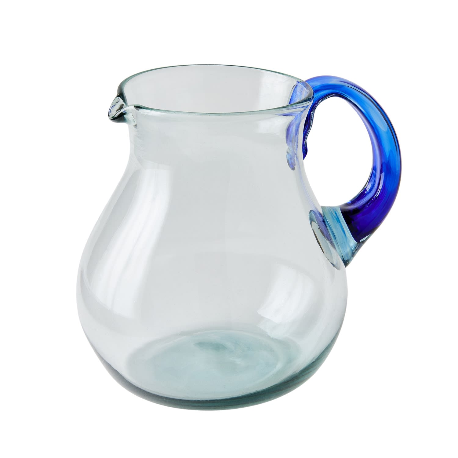 Half Past Seven Blue / White Verano Round Pitcher — Clear With Blue Handle In Transparent
