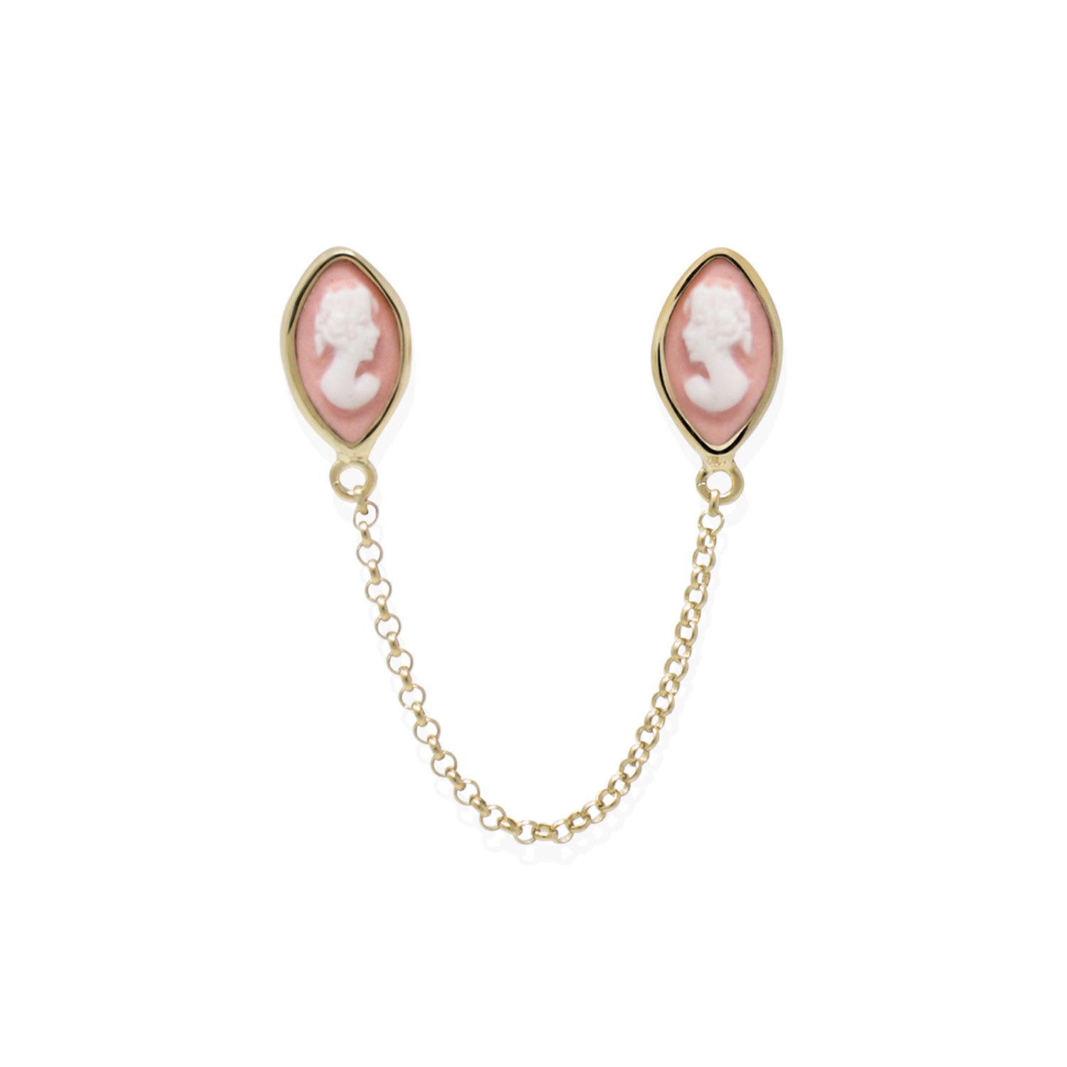 Vintouch Italy Women's Gold / Pink Little Lovelies Gold-plated Pink Cameo Single Earring In Multi
