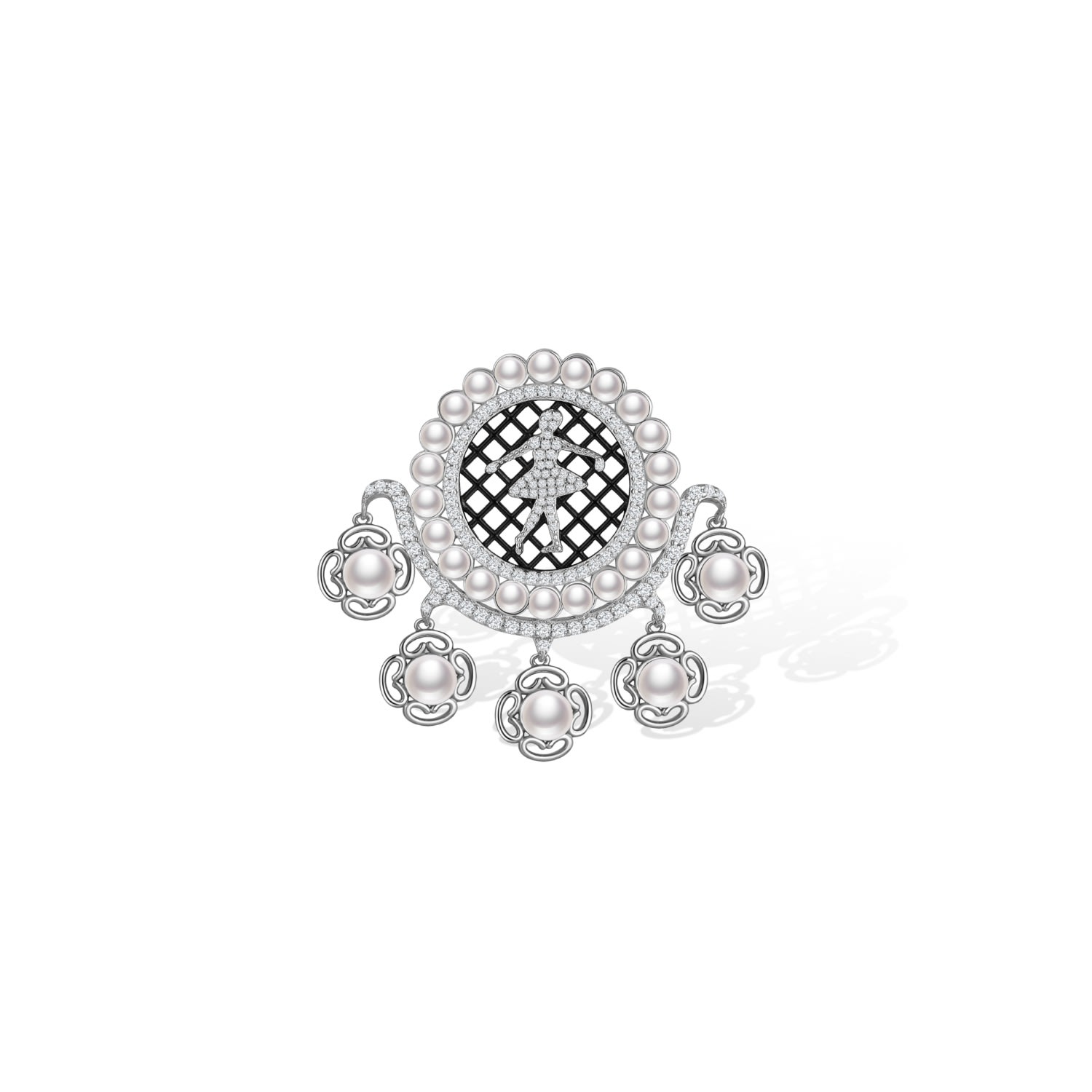 Retro Chic Women's White / Black Black Nutcracker Brooch