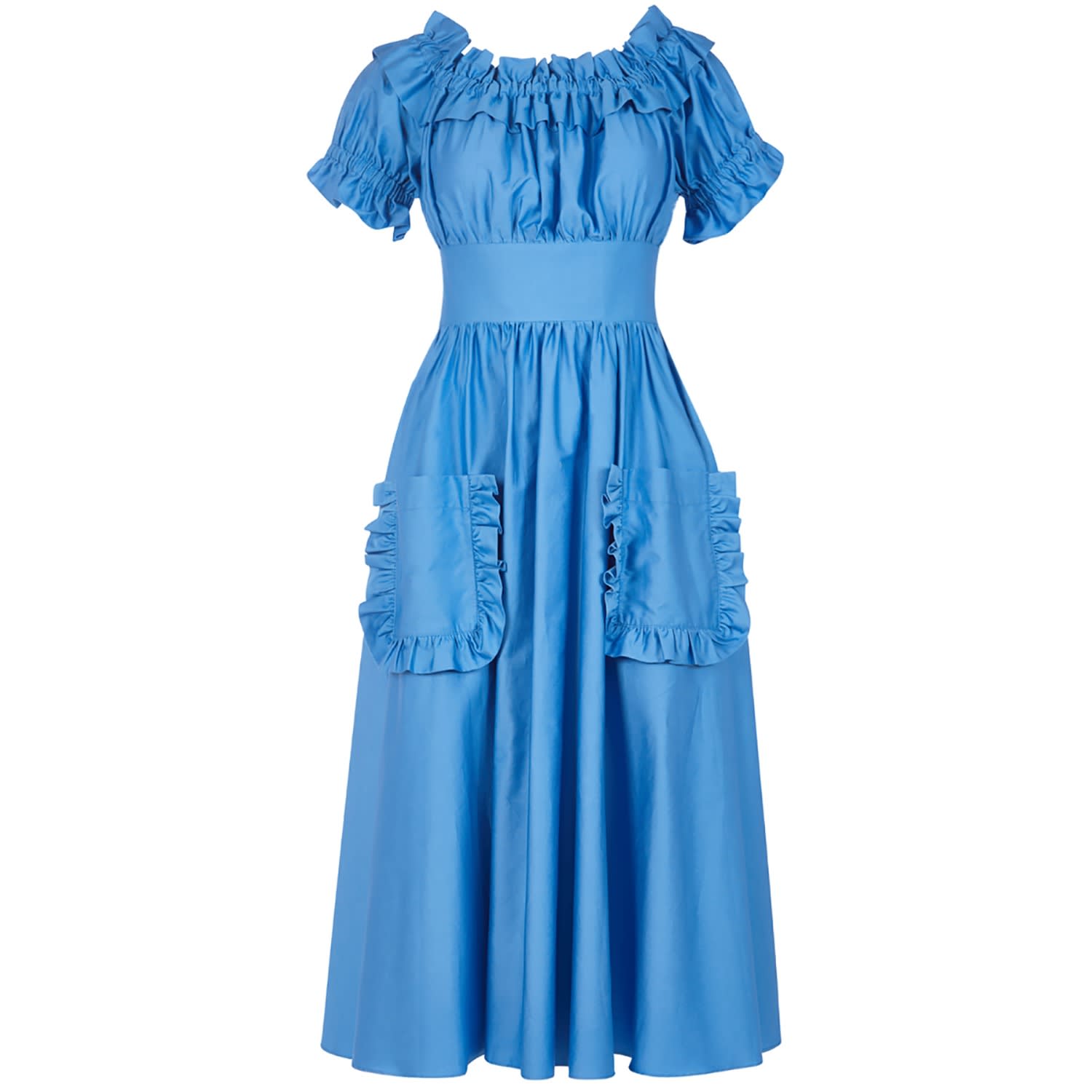 Celeste ruffle front fitted midi dress hotsell