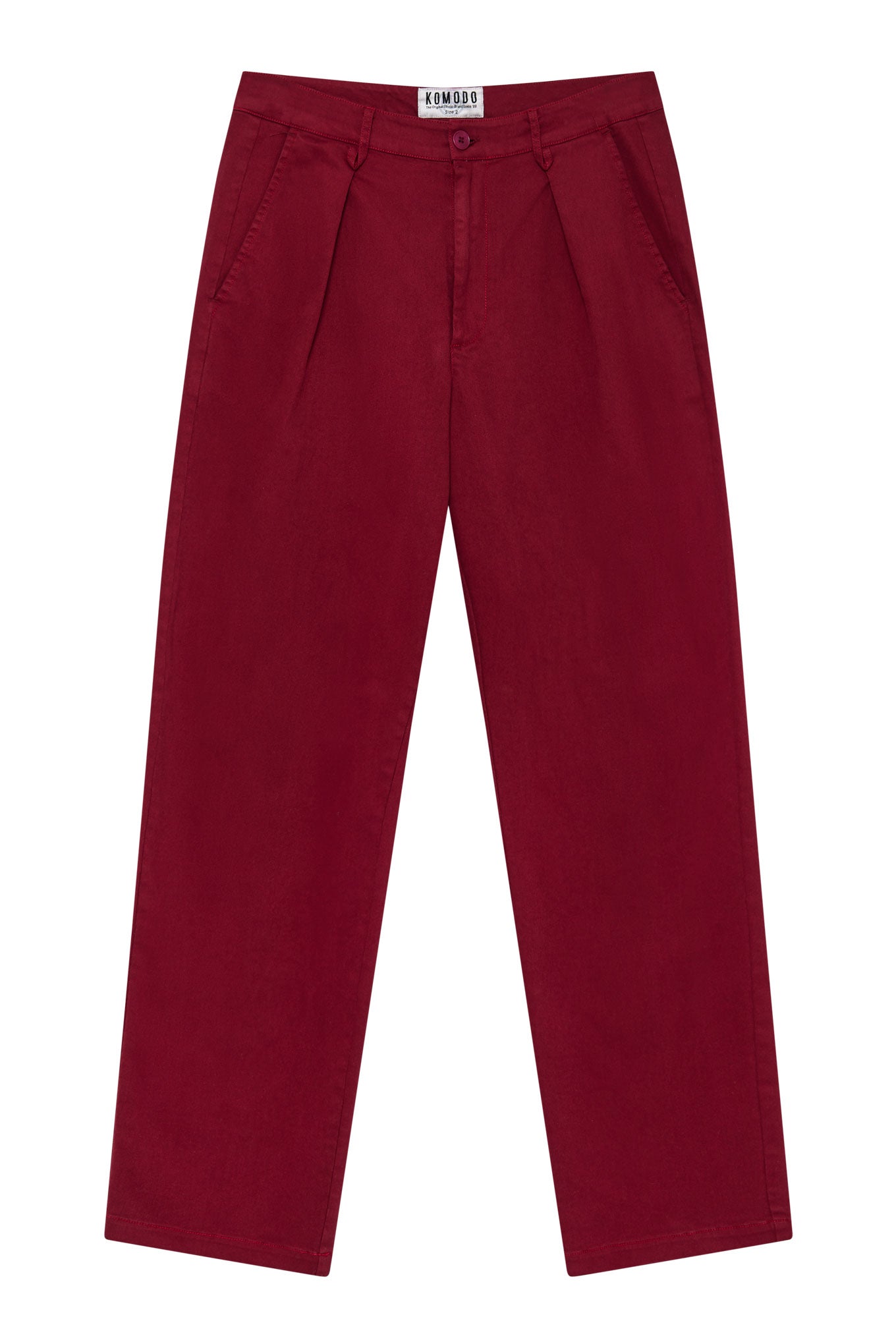 Komodo Men's Bowie - Loose Fit Organic Cotton Twill Trouser Wine Red