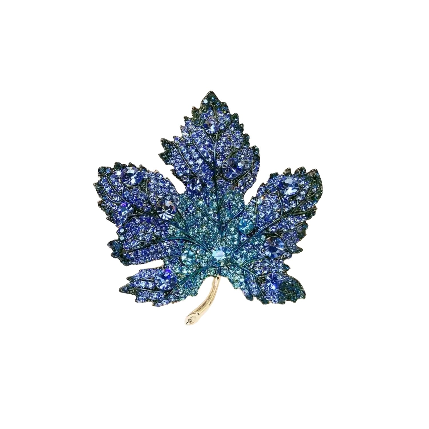 Women's Blue Crystal Maple Leaf Brooch | Chanel Joan Elkayam