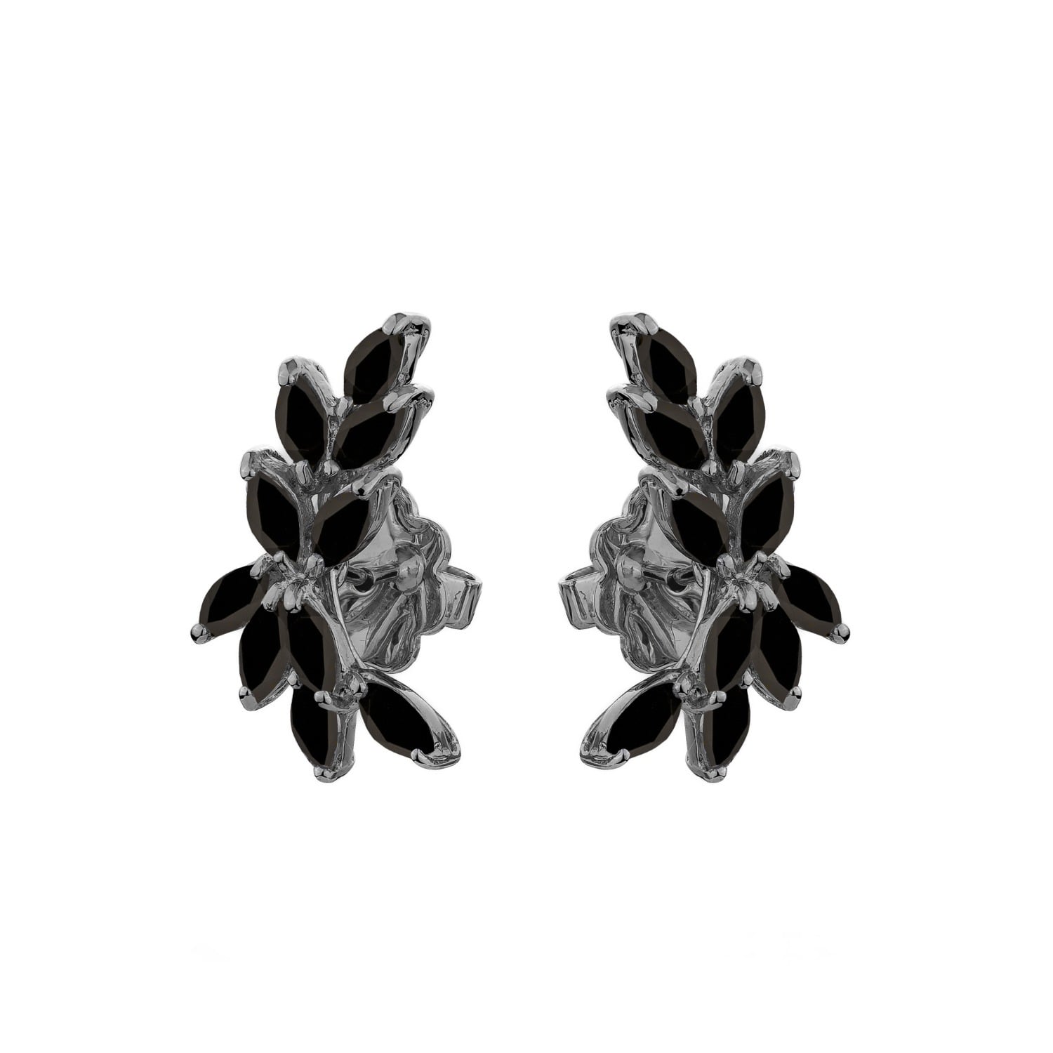 Sally Skoufis Women's Renaissance Earrings With Man Made Black Cz Diamond Stimulant In Premium Black Rhodium