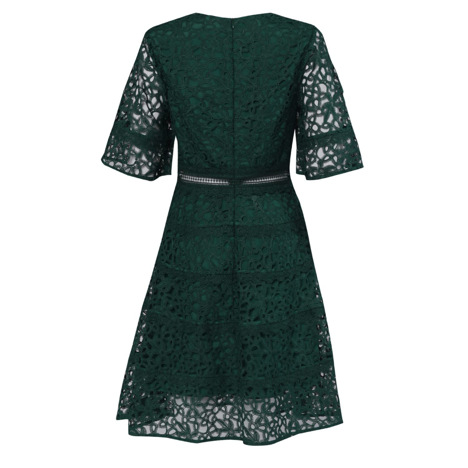 dark green midi dress with sleeves