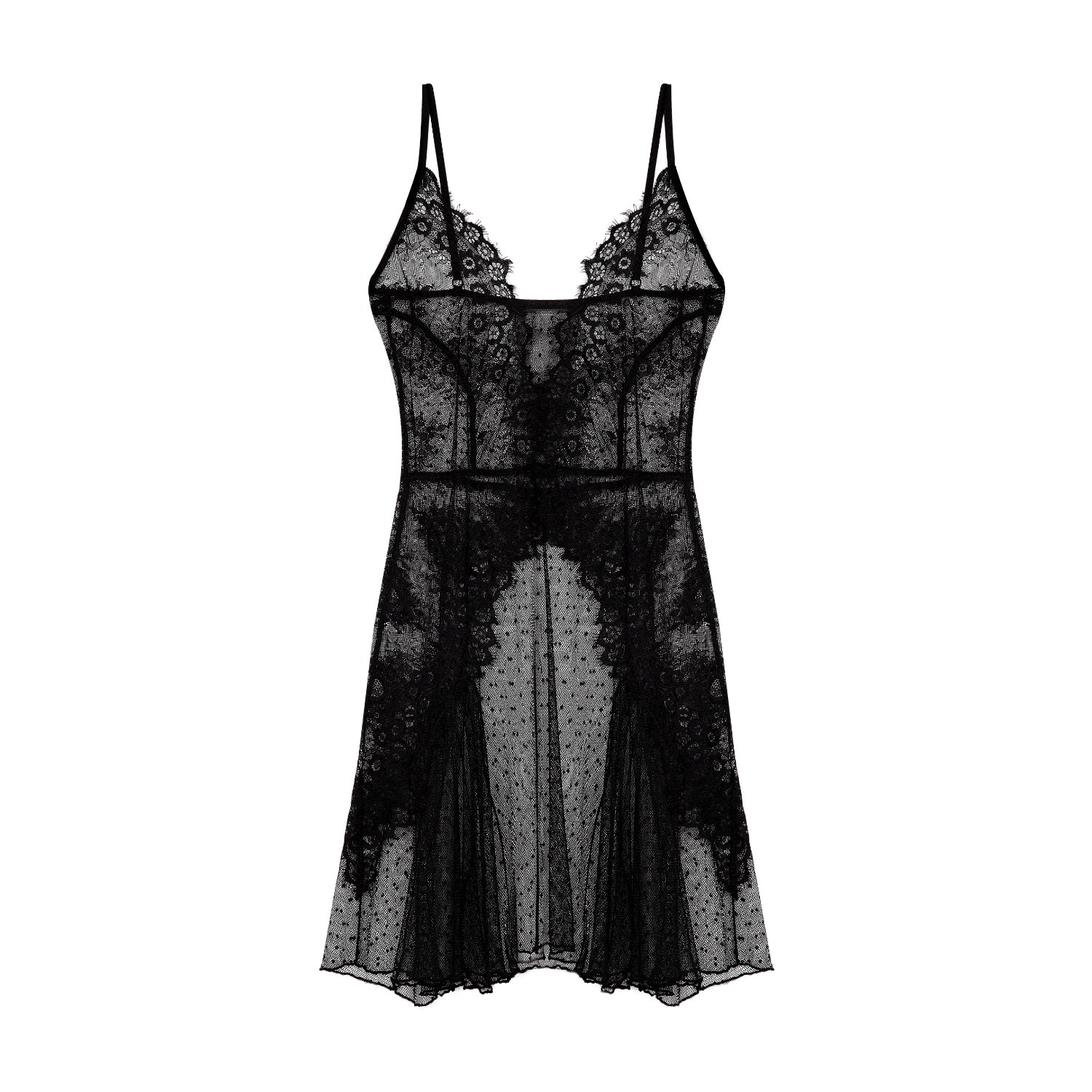 Women’s Black Mini Soft Lace Nightdress Medium X Intima