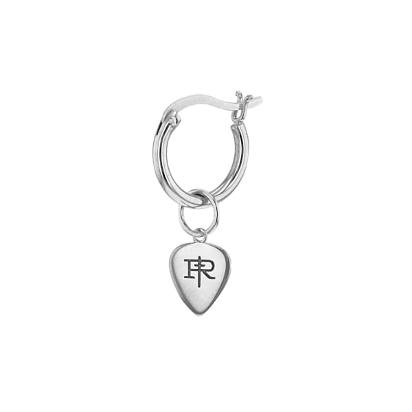 TRUE ROCKS STERLING SILVER PLECTRUM STERLING ON SILVER HOOP EARRING