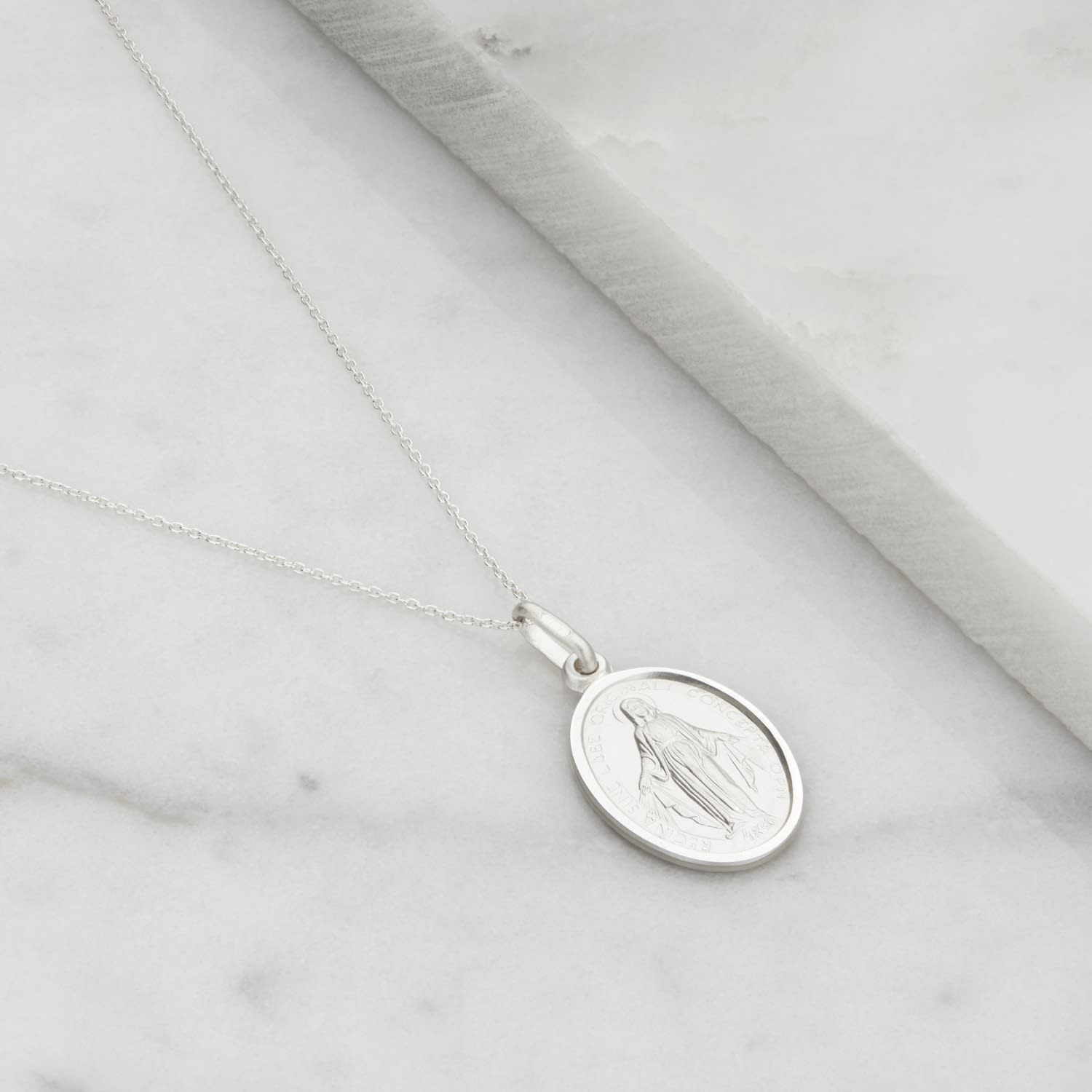 Solid Sterling Silver Oval Virgin Mary Necklace | Lily & Roo Solid Sterling Silver Oval Virgin Mary Necklace | Lily & Roo