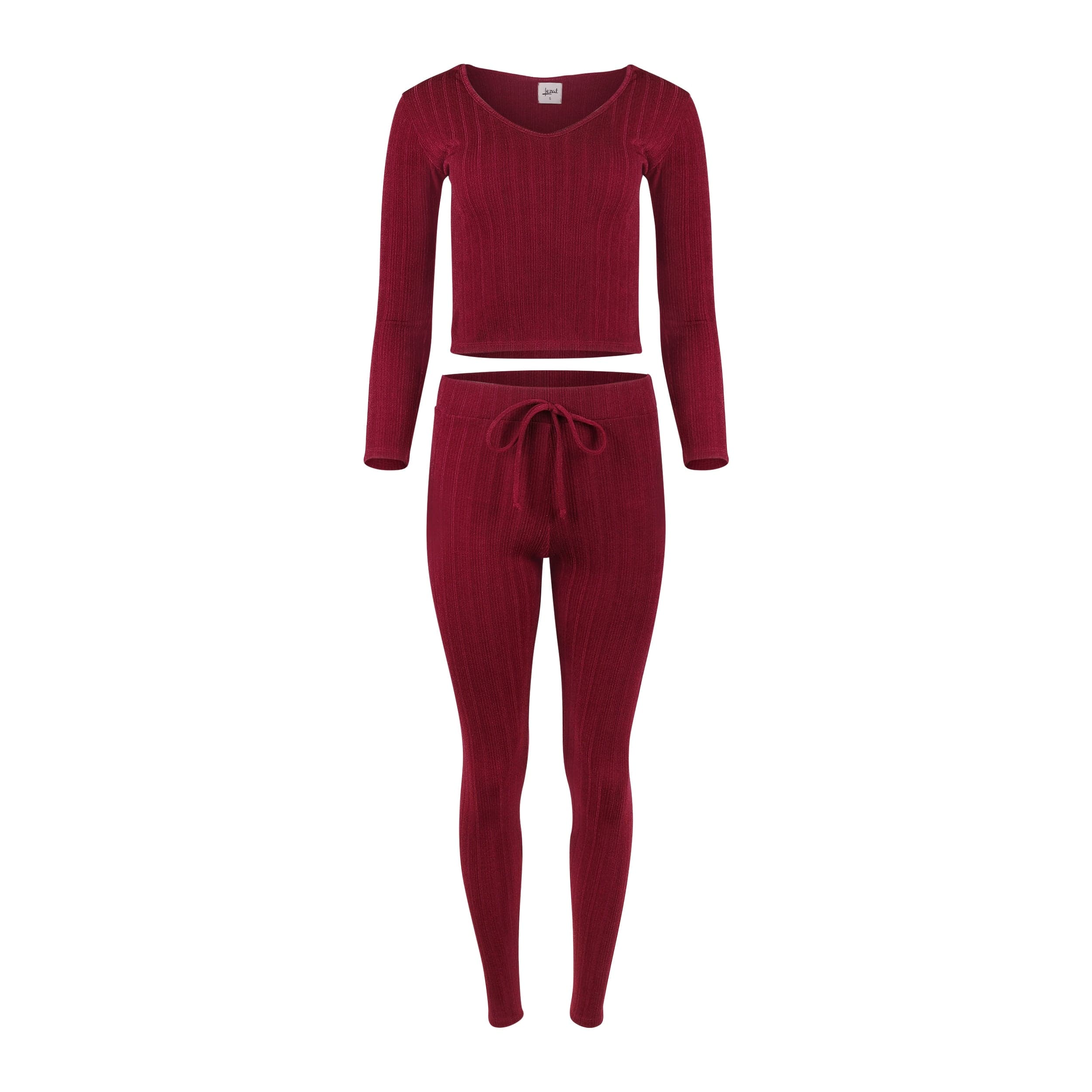 Lezat Women's Red Miranda Cozy Sweater Hoodie & Legging Set Burgundy