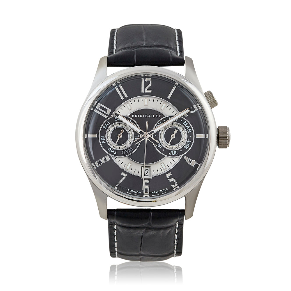 Black / Silver The Brix + Bailey Black Heyes Men’s Chronograph Automatic Watch Form One Bilbd One Size Brix+Bailey