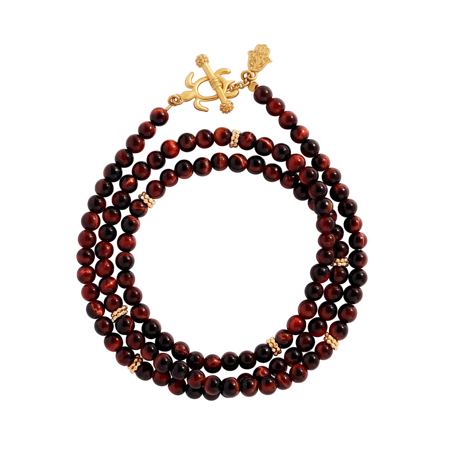 Karma And Luck Women's Enduring Flow Red Tiger Eye Turtle Wrap Bracelet In Brown
