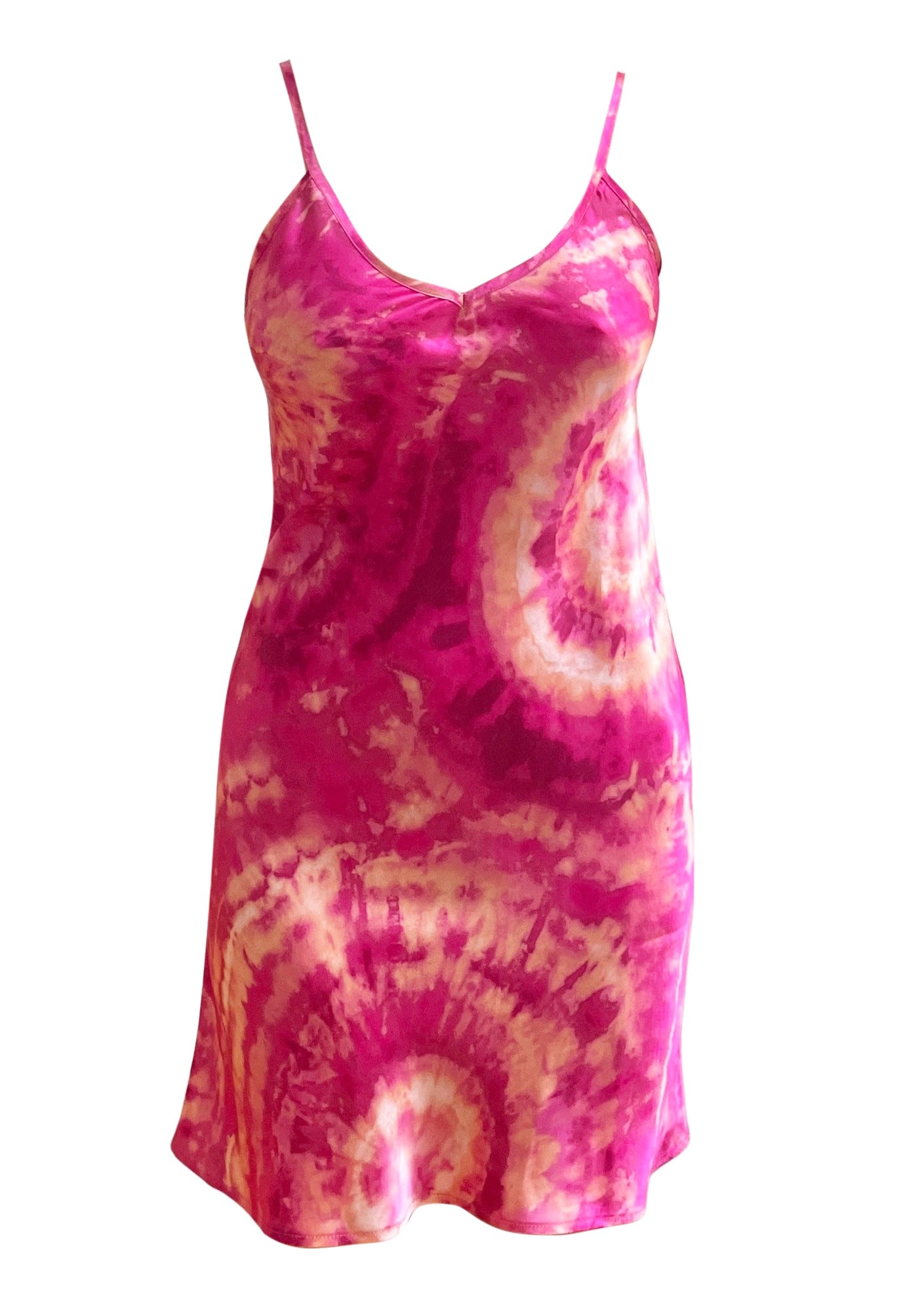 Women’s Pink / Purple Rose Geode Tie Dye Silk Slip Mini Dress Small Roy G.