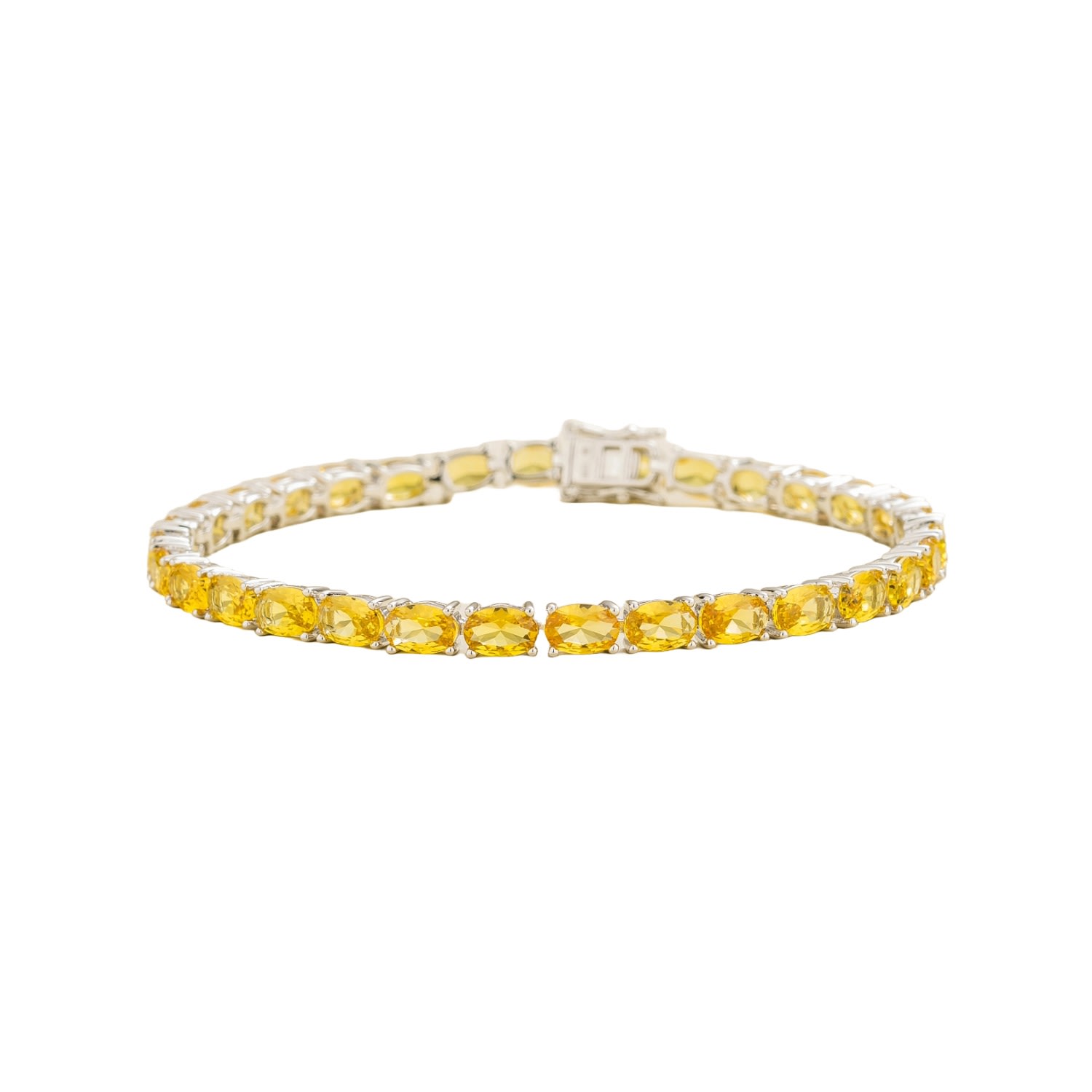 Women’s White / Yellow / Orange Salto Tennis Bracelet In Yellow Sapphire Set In White Gold Juvetti