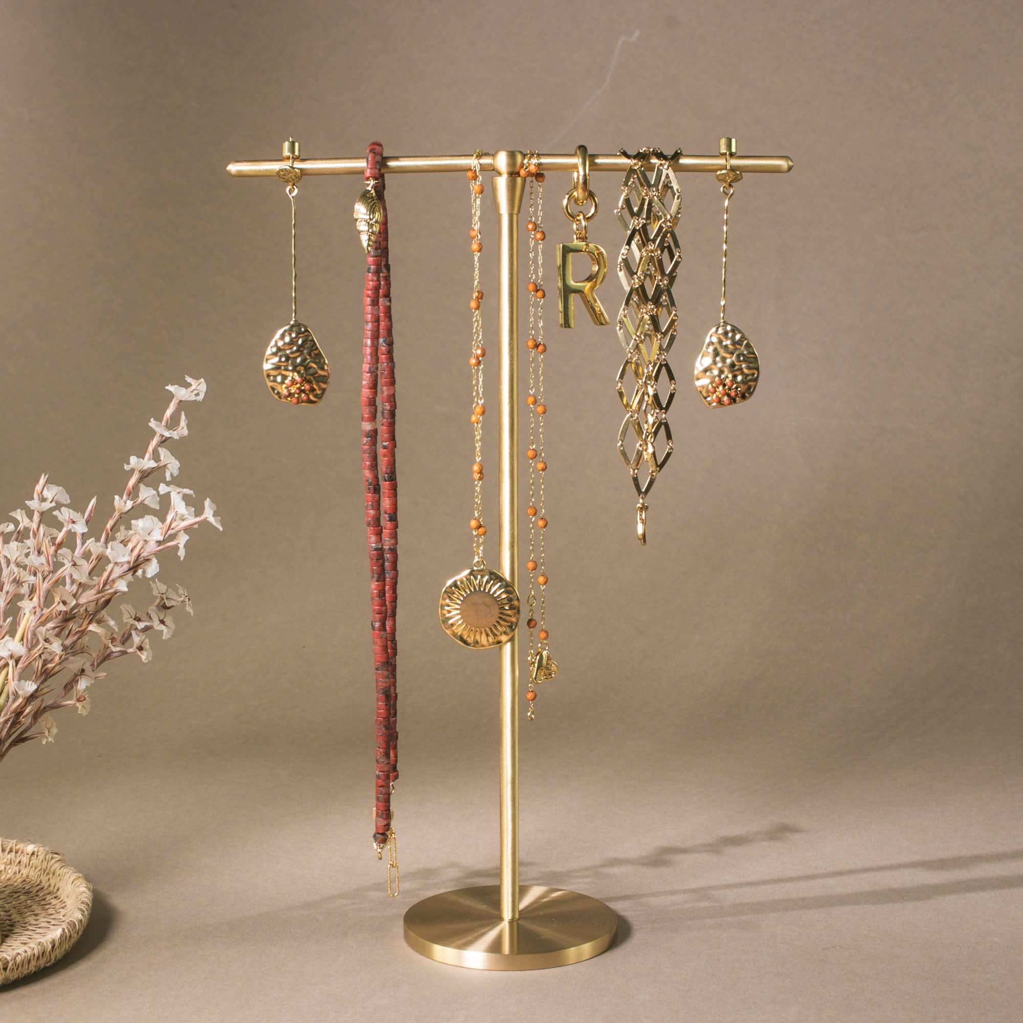 Brass necklace stand outlet