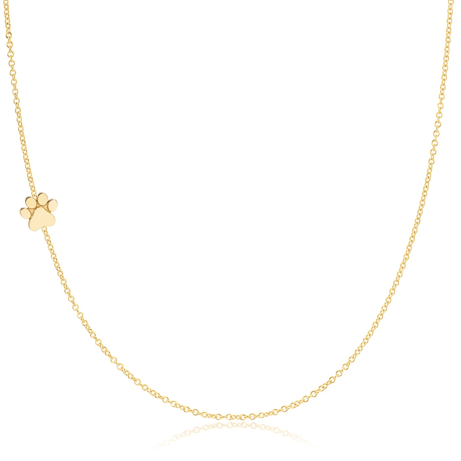 Women’s 14K Gold Asymmetrical Charm Necklace - Yellow Gold - Paw Print Maya Brenner