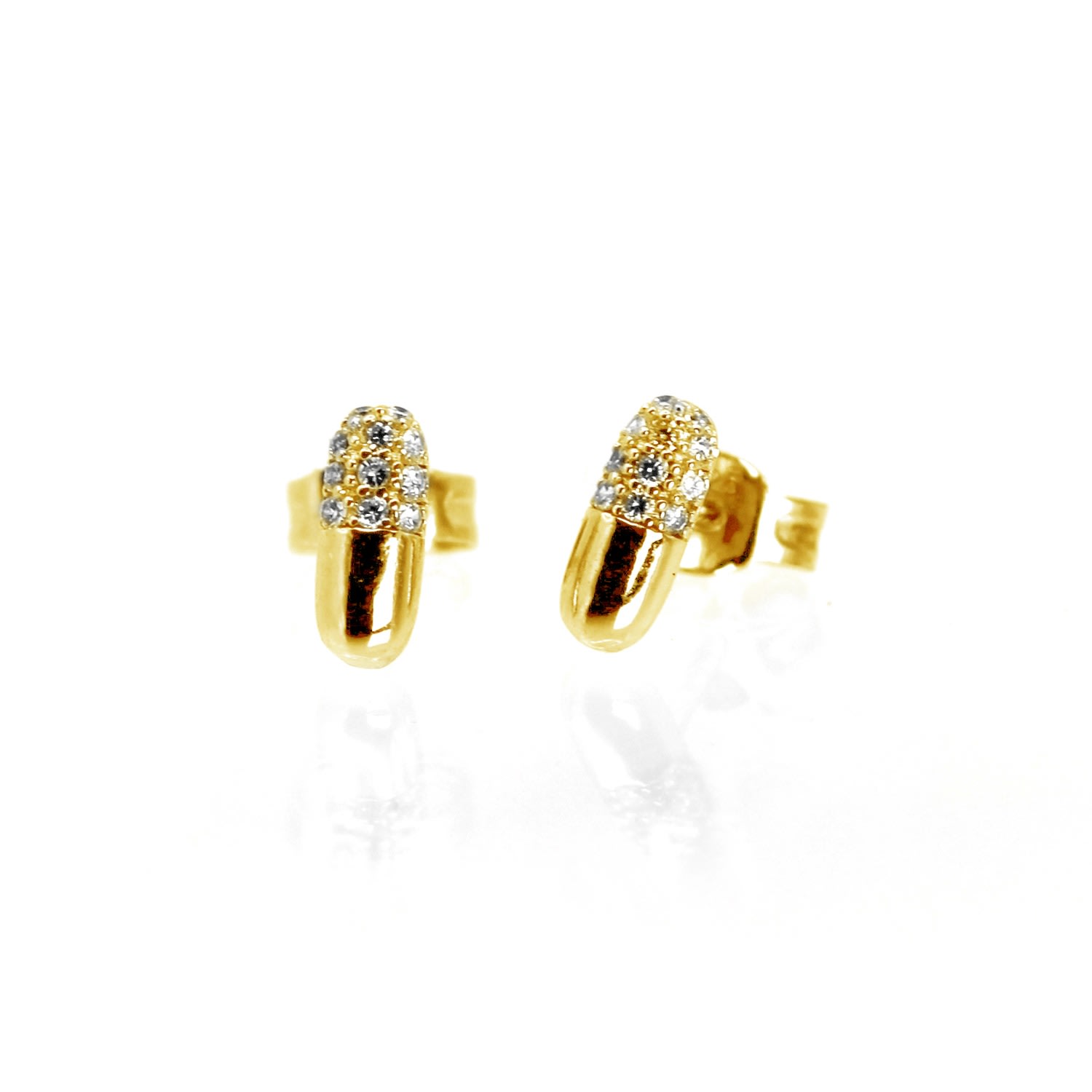 Women’s Gold Pill Stud Earrings Vicstonenyc Fine Jewelry