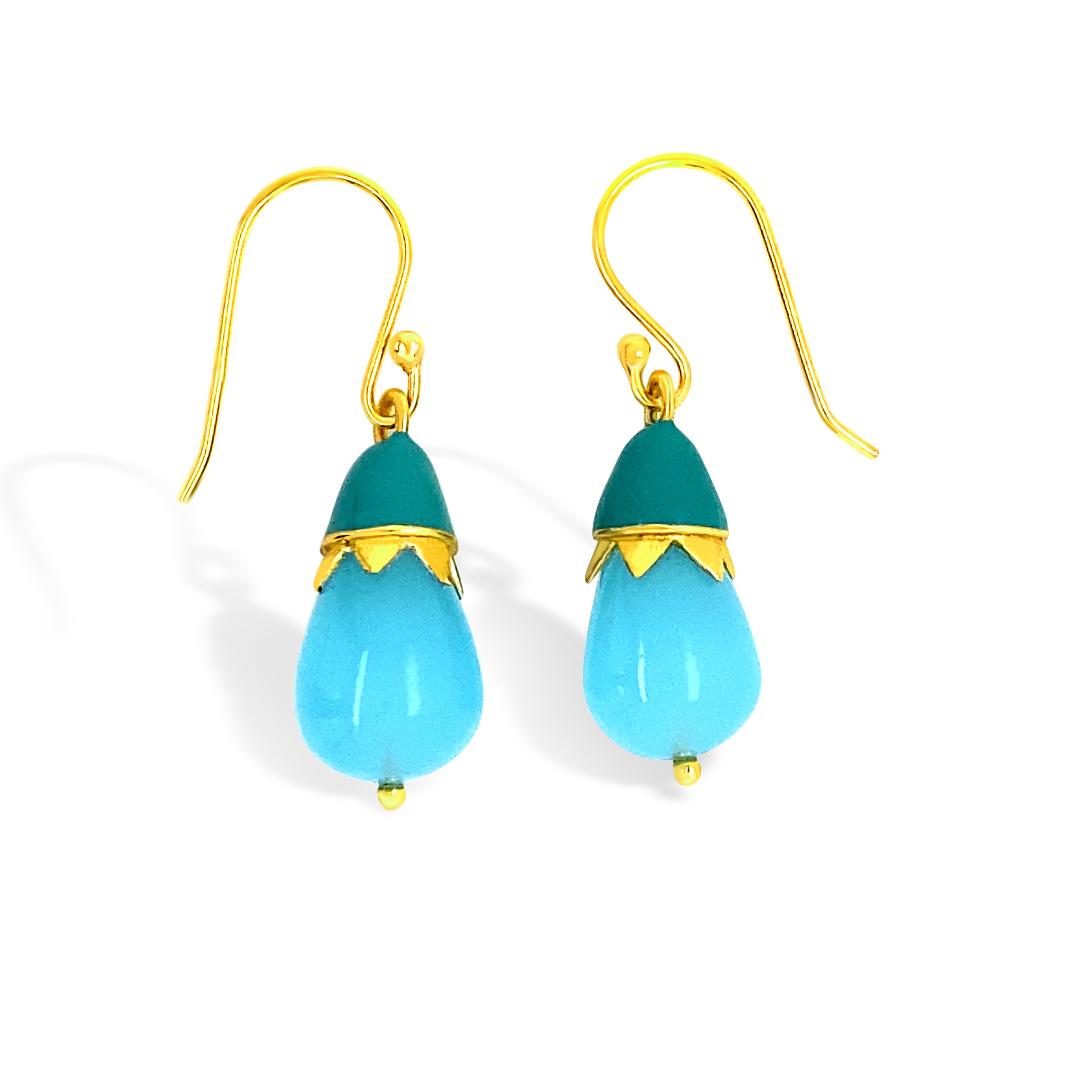 Gem Bazaar Jewellery Women's Blue / Gold Top Hat Earrings In Blue In Multi