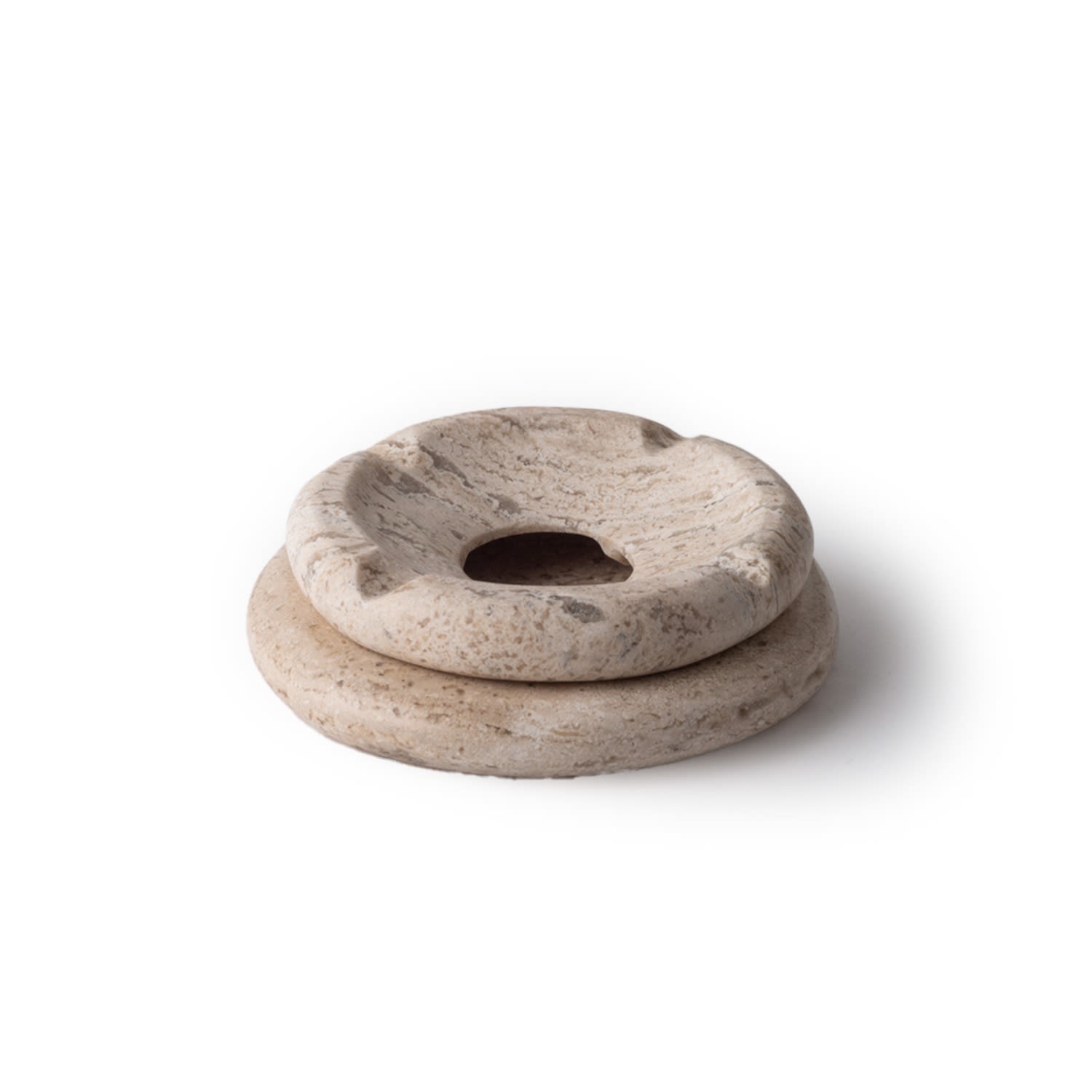 And Jacob Neutrals Pebbles Ashtray Donut - Travertine Marble In Neutral