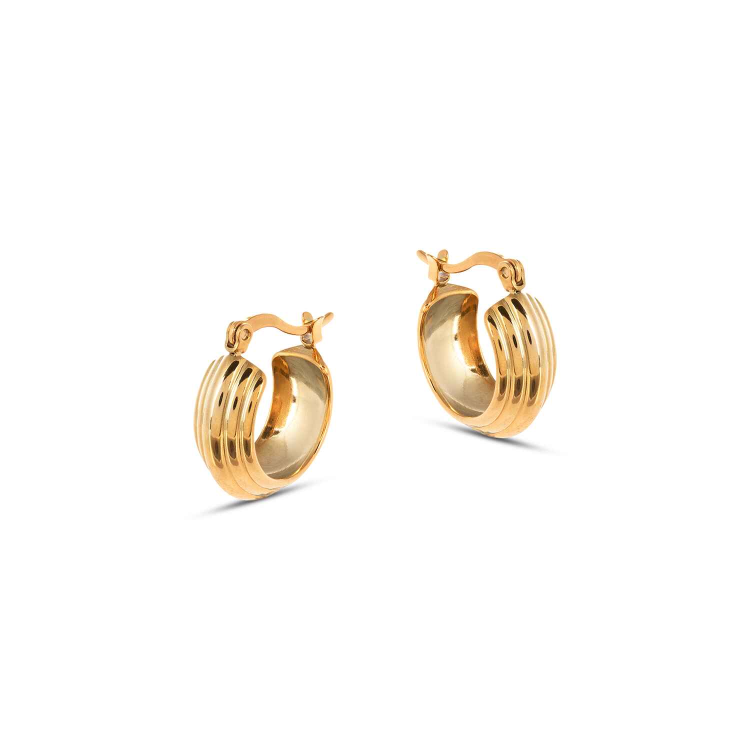 Amadeus Women's Lola Mini Ridge Gold Hoops