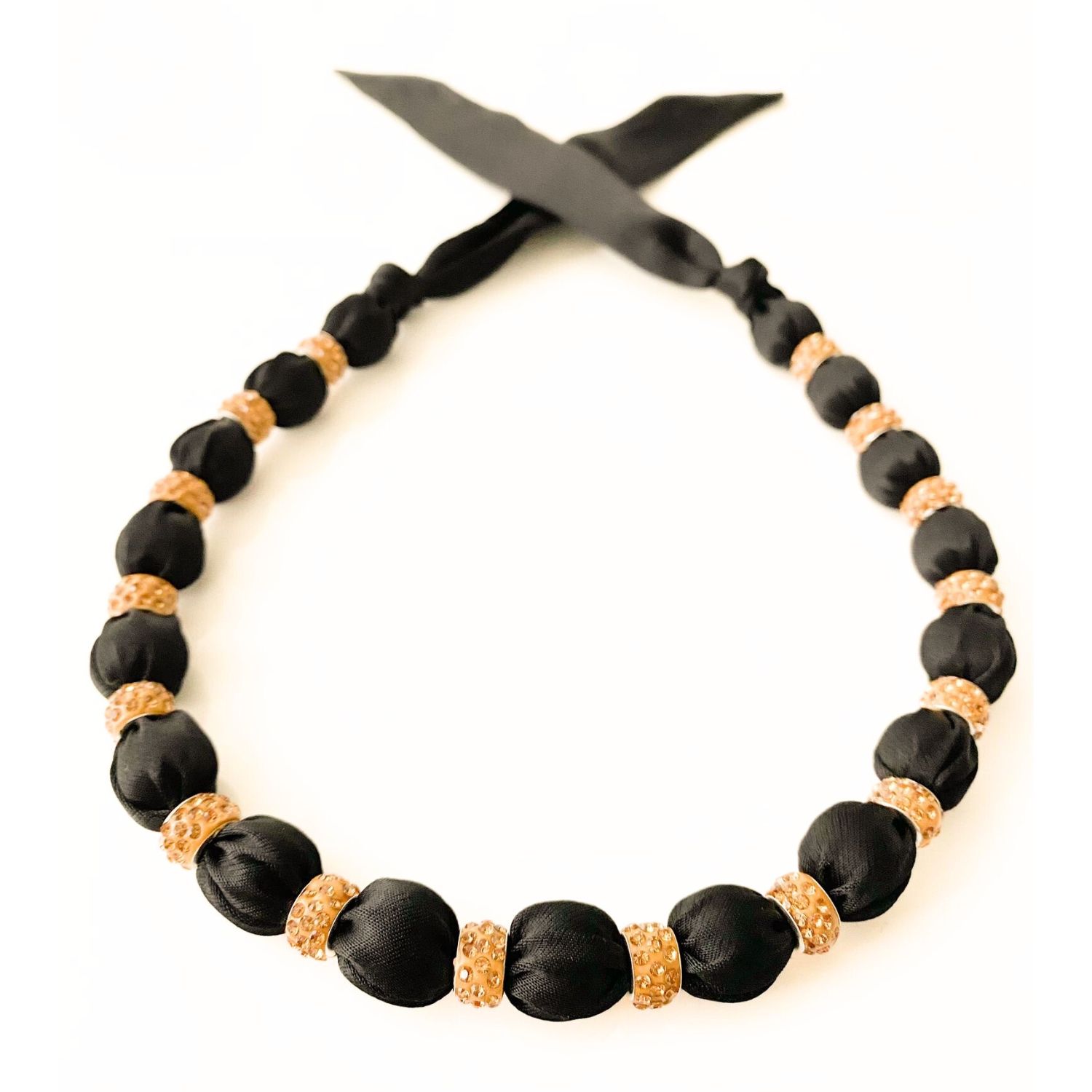 Deer You Women's Embellished Necklace On Luxe Black Satin With Beaded Crystals