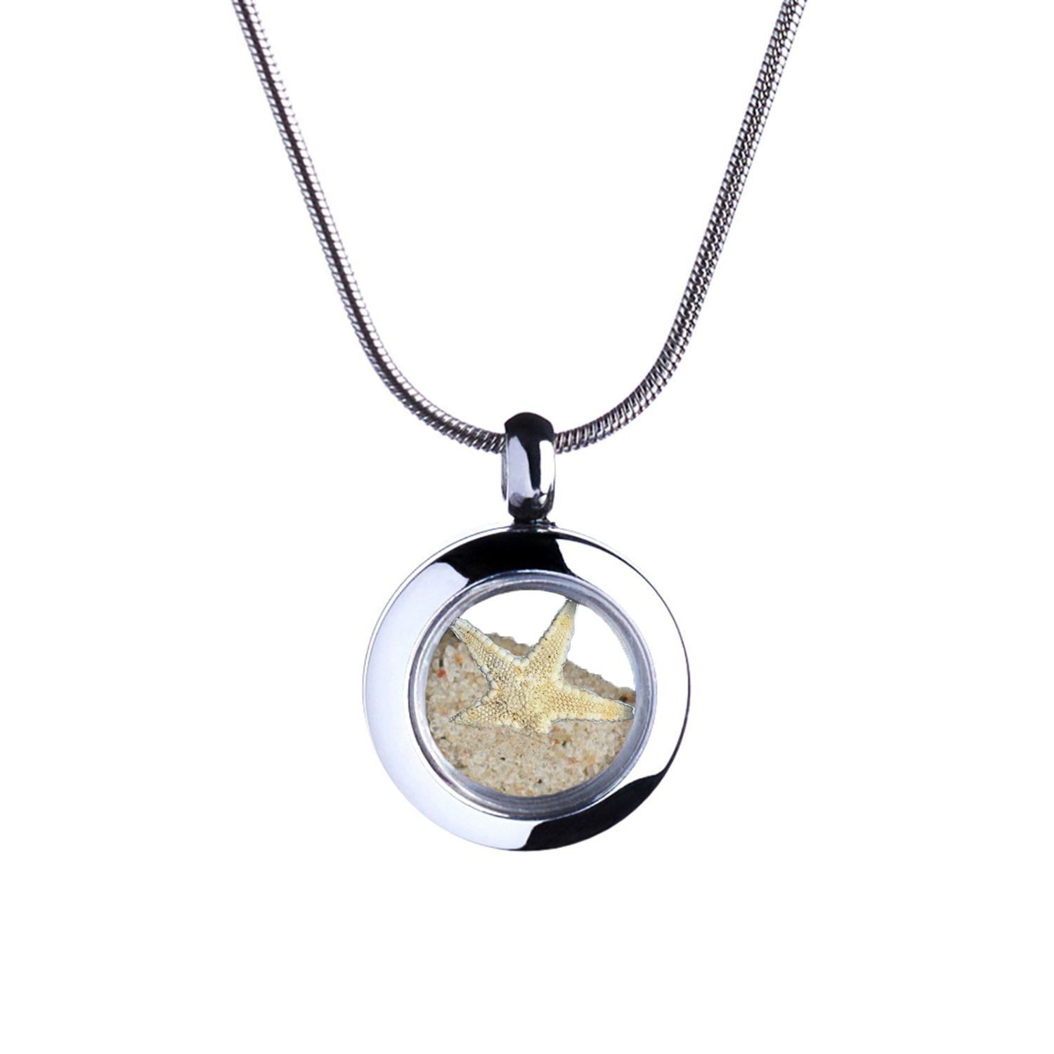 My Little Nature Women's Silver / Neutrals / Brown Small Star Necklace With Natural Starfish And Beach Sand – Jewelry