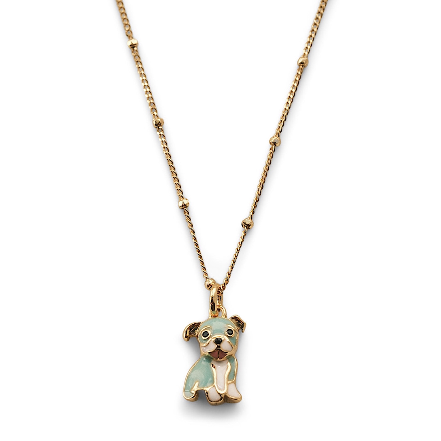 Cloud Haven Women's Green / Blue  Mini Bulldog Sweetie Pendant In Swirl Pop Turquoise