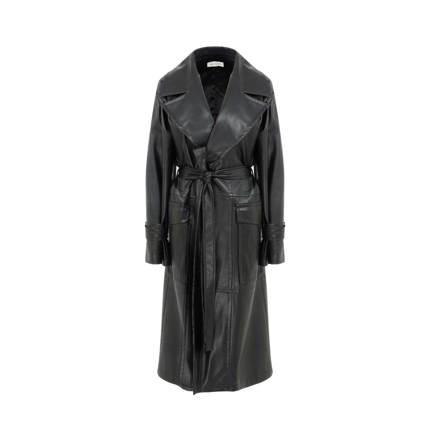 Nazli Ceren Women's Black Cecile Vegan Leather Trenchcoat