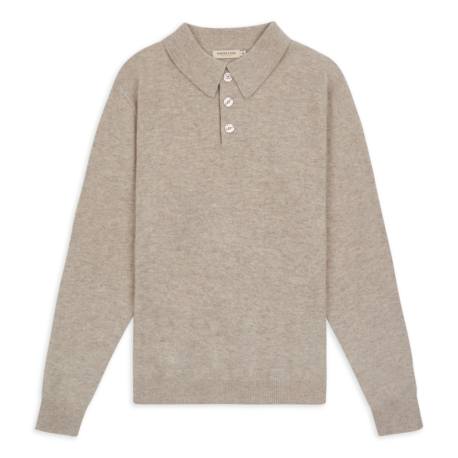 Men’s Neutrals Knitted Polo - Wheat Small Burrows & Hare