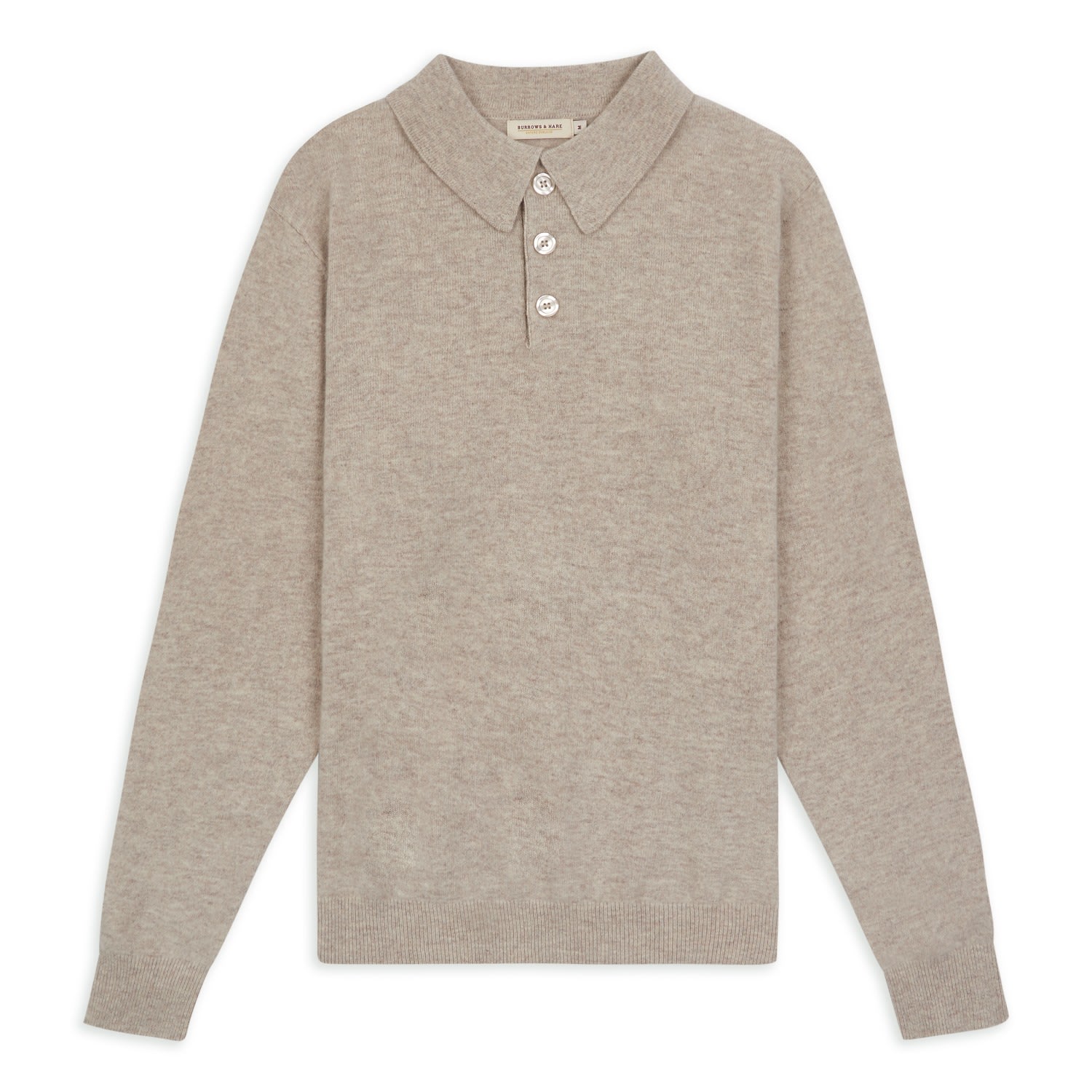 Men’s Neutrals Knitted Polo - Wheat Medium Burrows & Hare