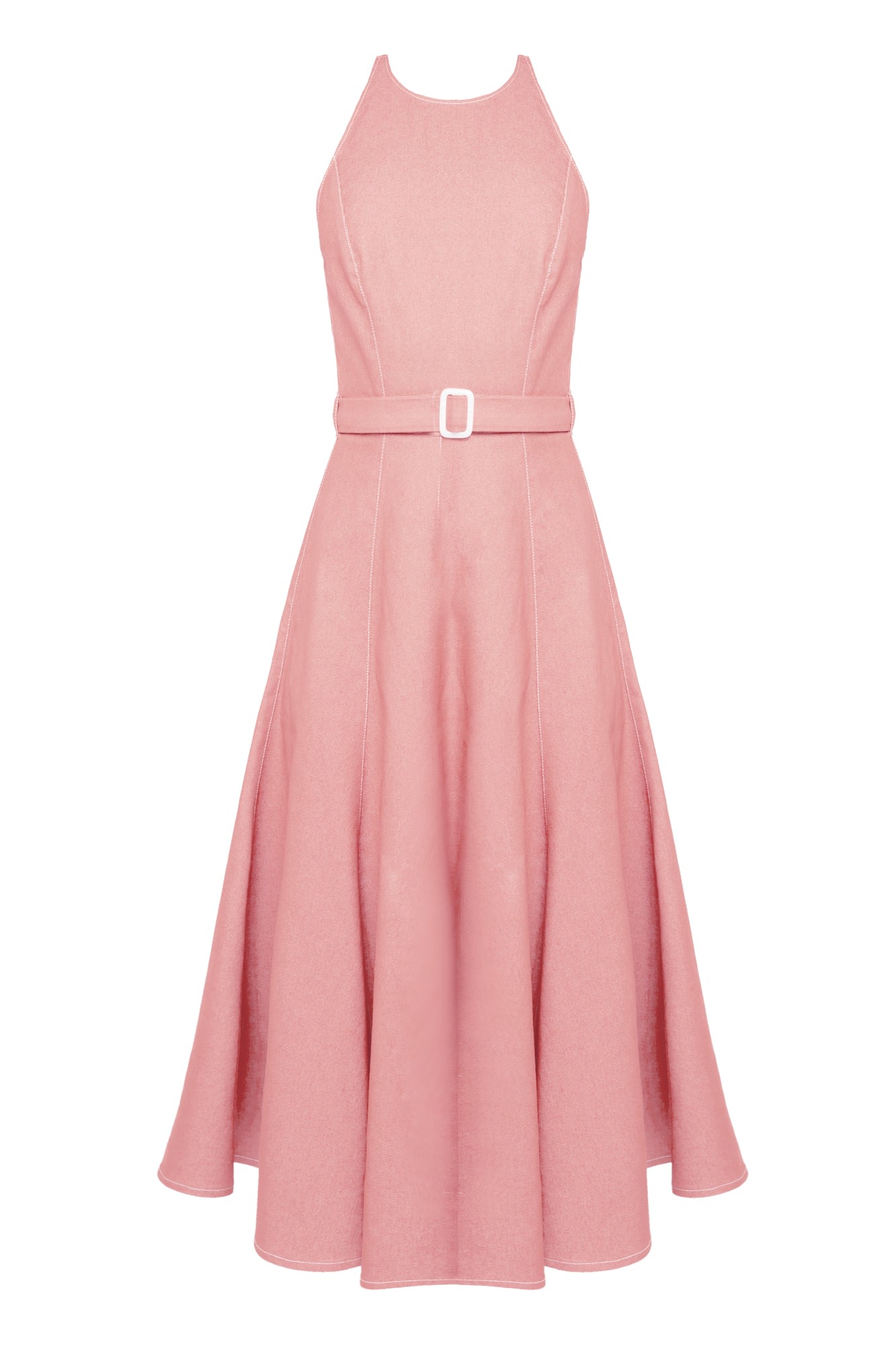 Undress Women's Pink / Purple Ode Pastel Pink Denim Midi Cocktail Dress