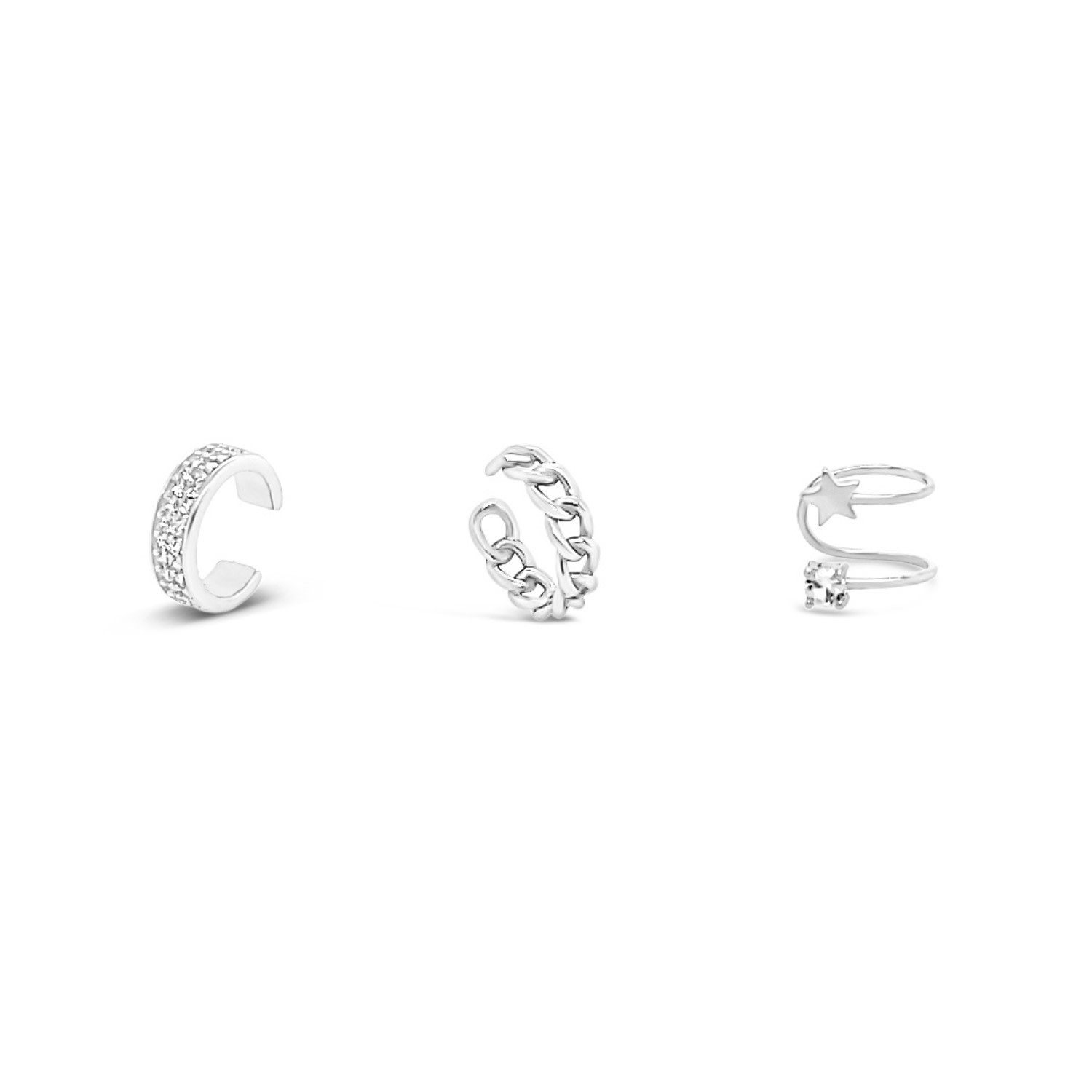 Women’s Silver Three Cuff Earring Set Lutiro